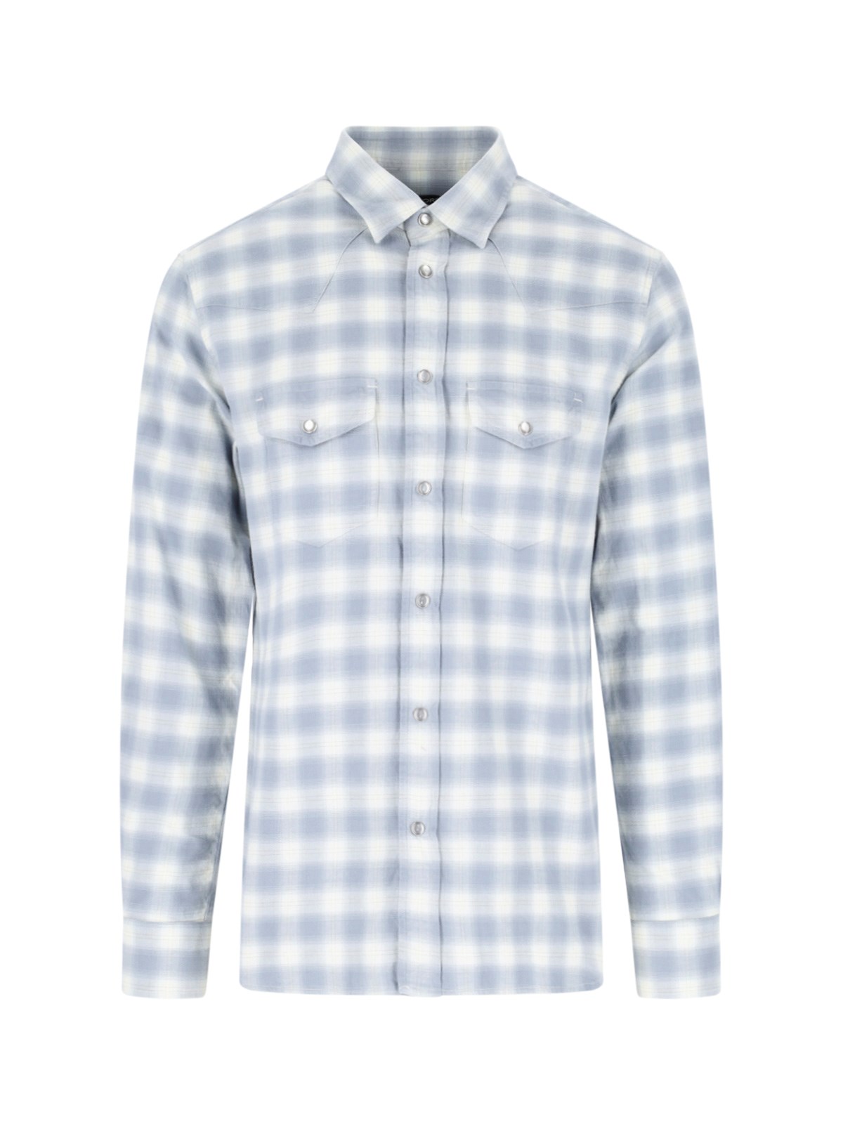 Shop Tom Ford Checked Shirt In Gray