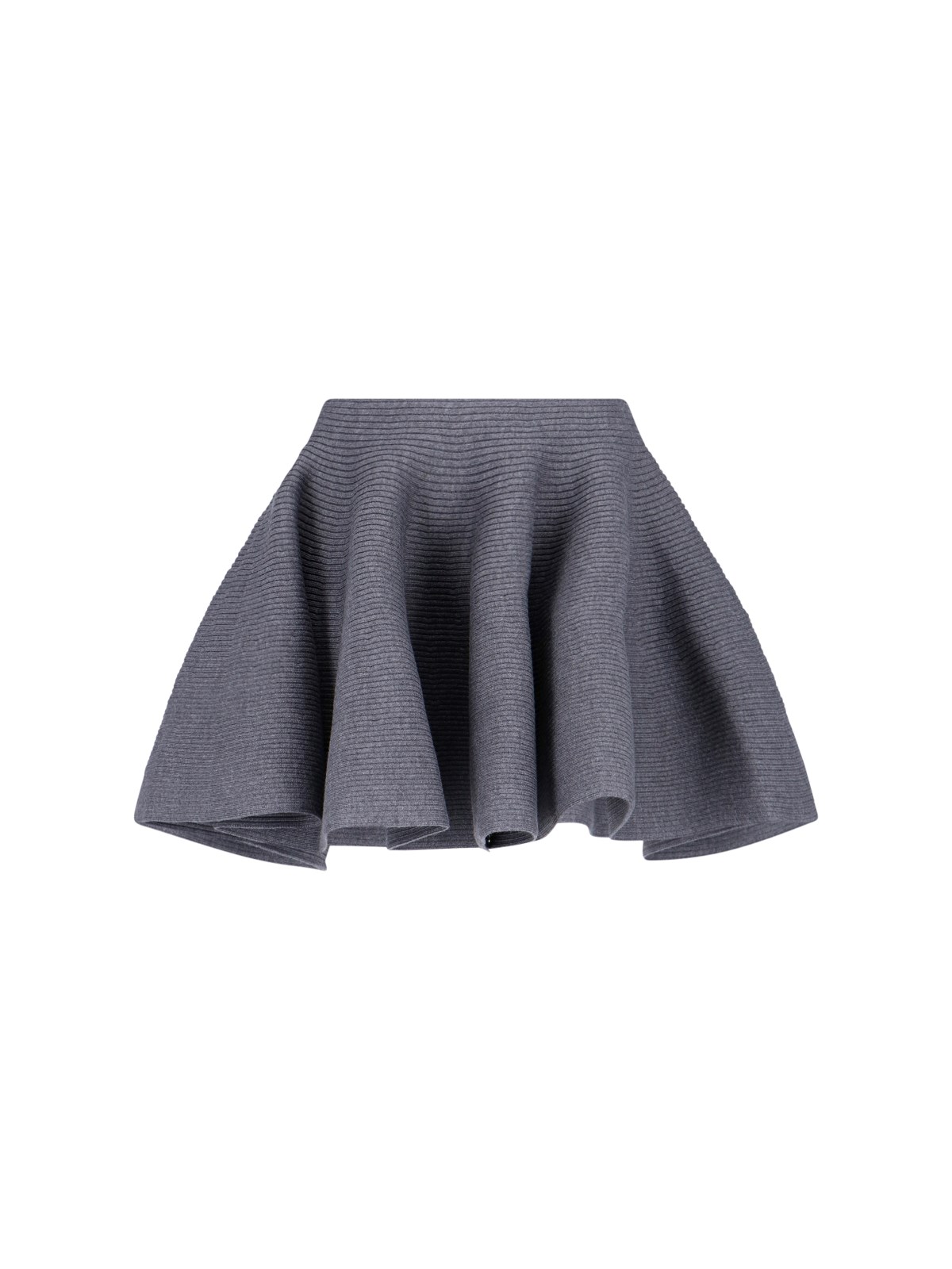 Alaïa Alaia Womens Gris Fonce Ribbed Flared Mid-rise Wool-blend Mini Skirt In Gray