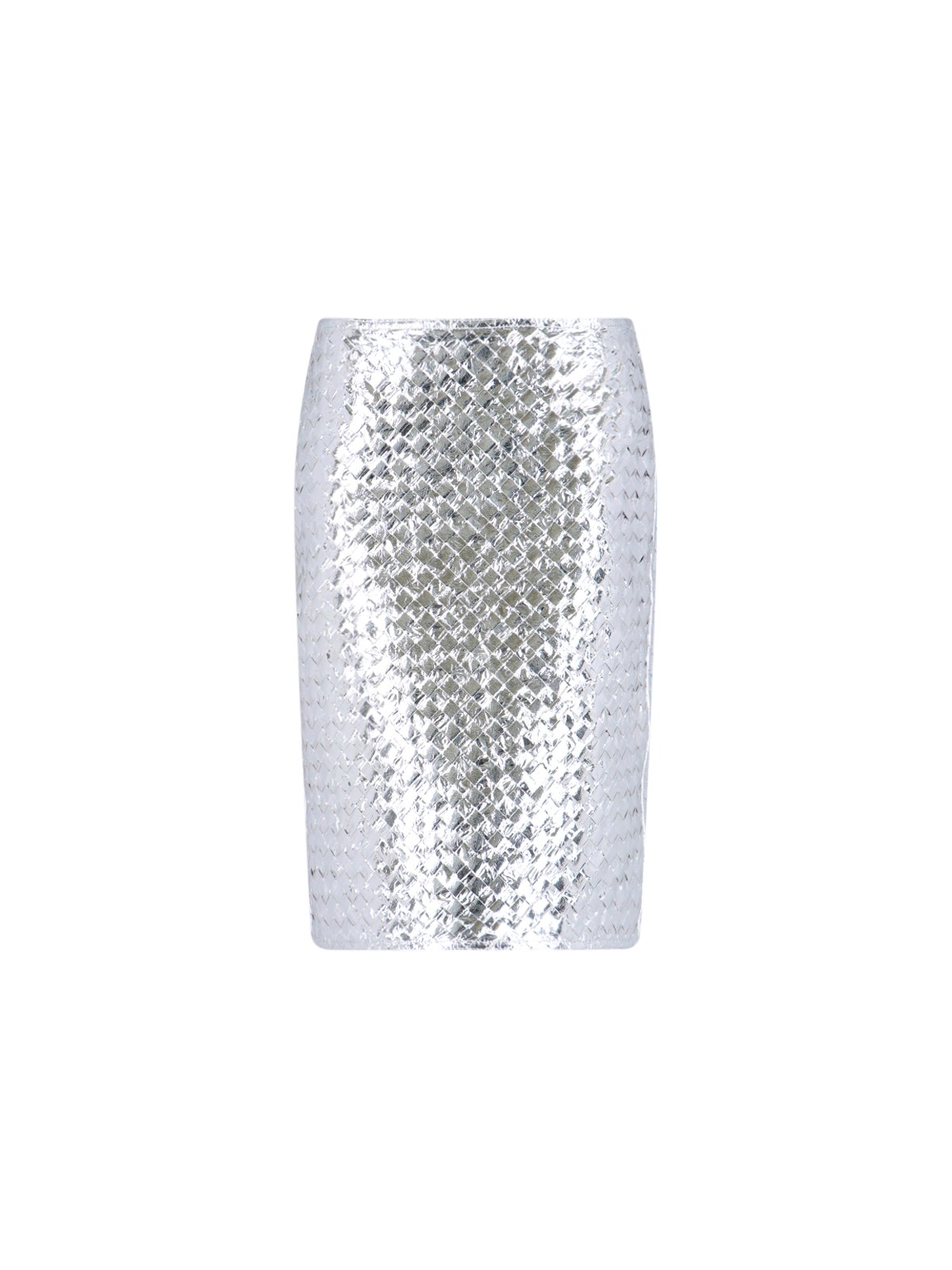 Bottega Veneta Intrecciato Metal Half-length Skirt In Silver