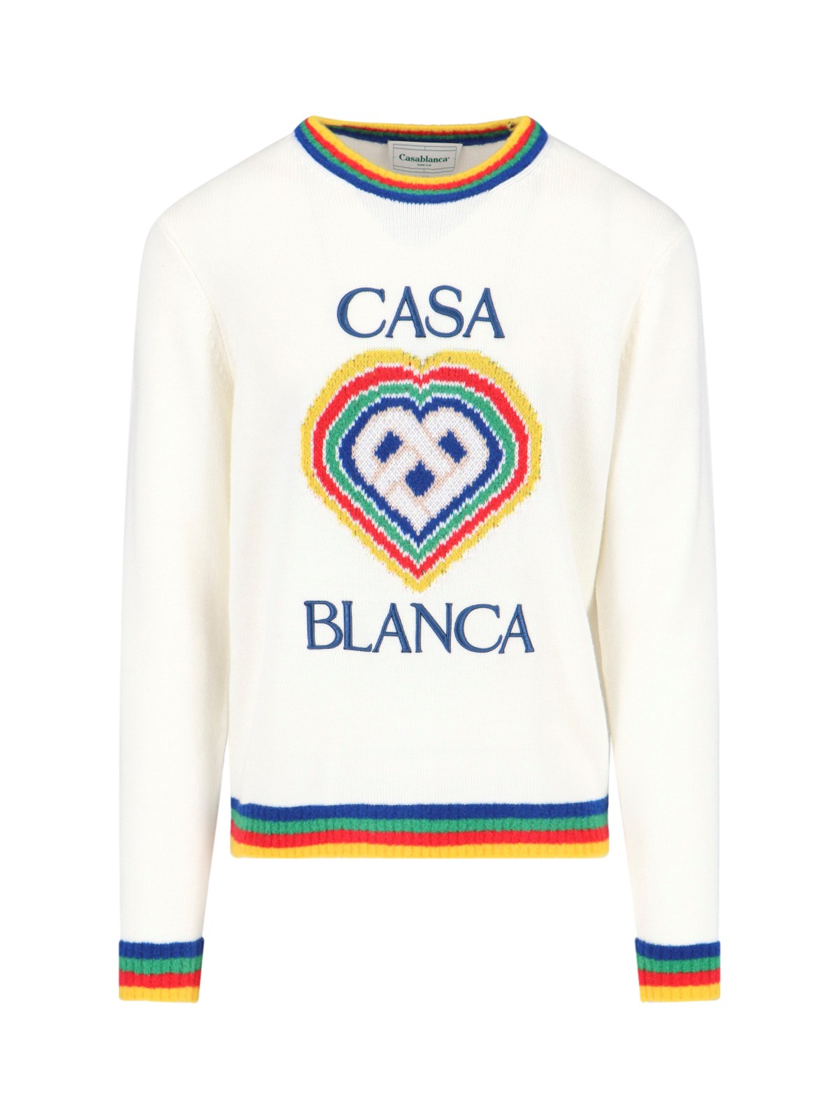 Shop Casablanca 'heart Boucle' Sweater In White