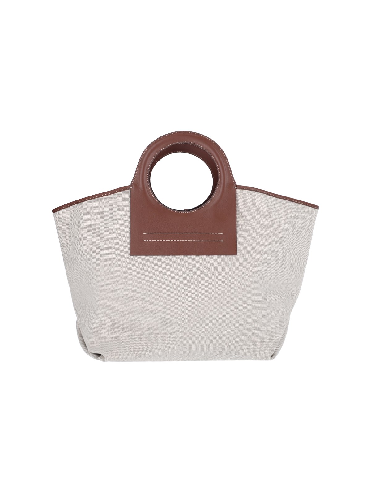 Hereu Taupe Cabas Straw and Calf Leather Tote Bag Purse