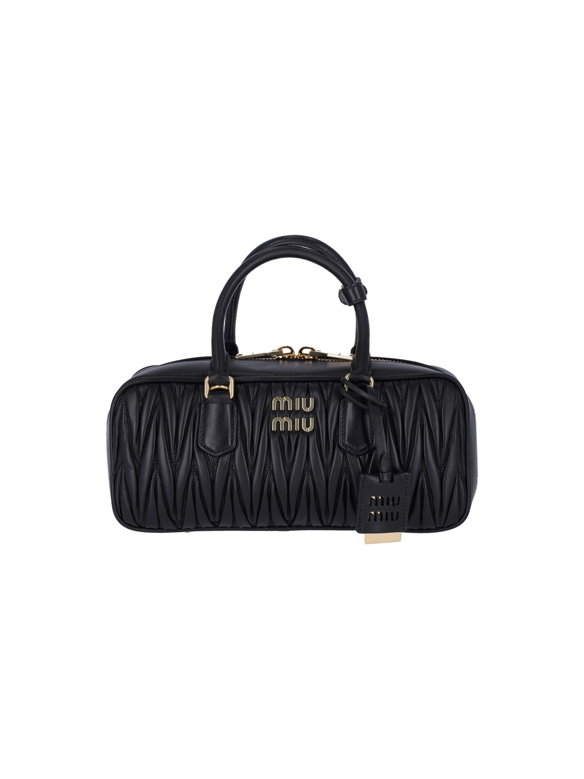 Miu Miu Black Matelassé Leather Bauletto Bowler Bag Miu Miu