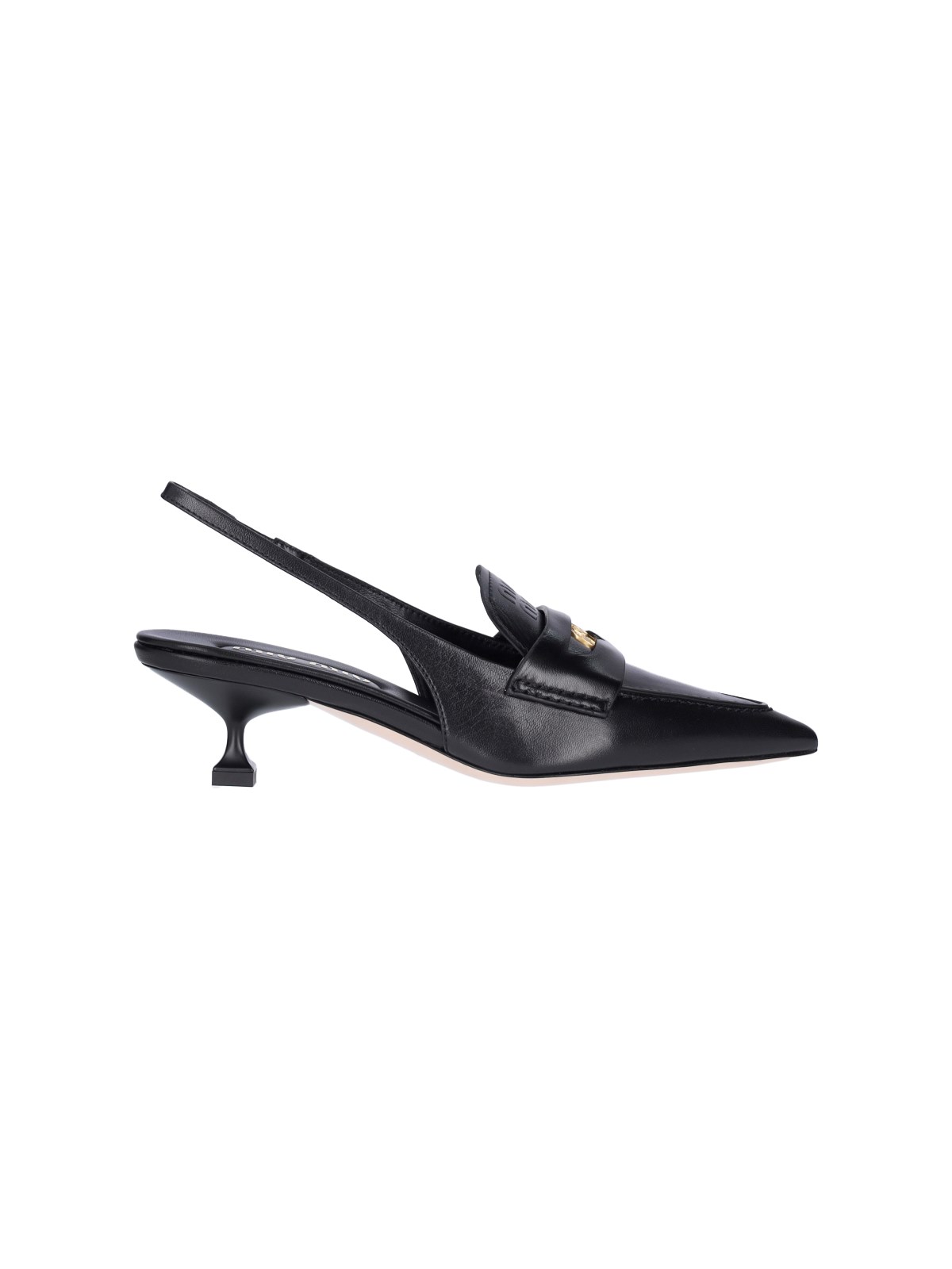 Miu Miu Forma Slingback Kitten-heel Penny Loafers In Black  