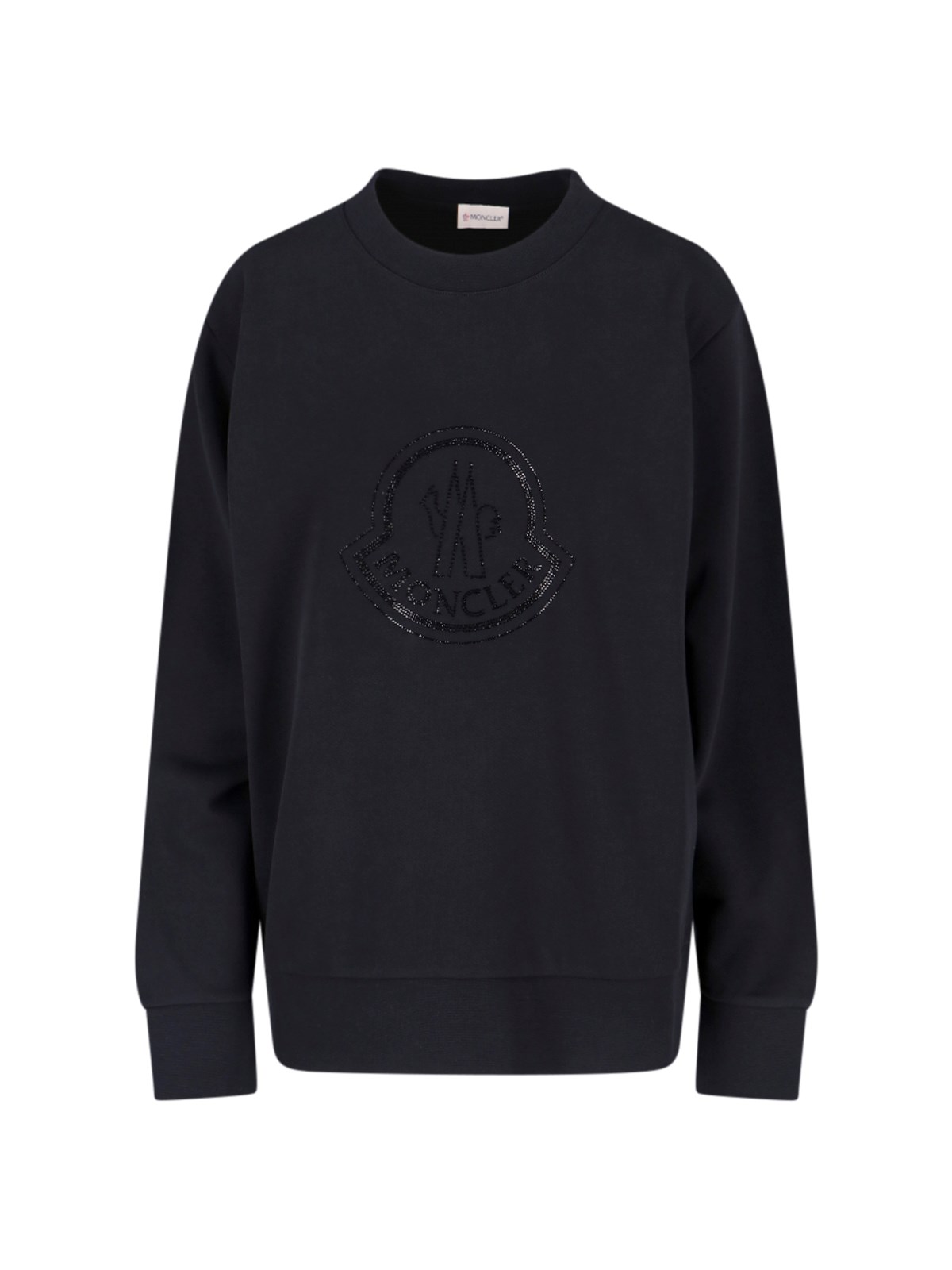 Moncler Rhinestone-embellished Logo Sweatshirt In Black  