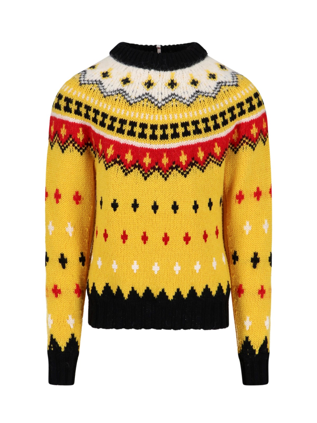 Moncler Fair Isle Sweater In Wool And Alpaca In Yellow