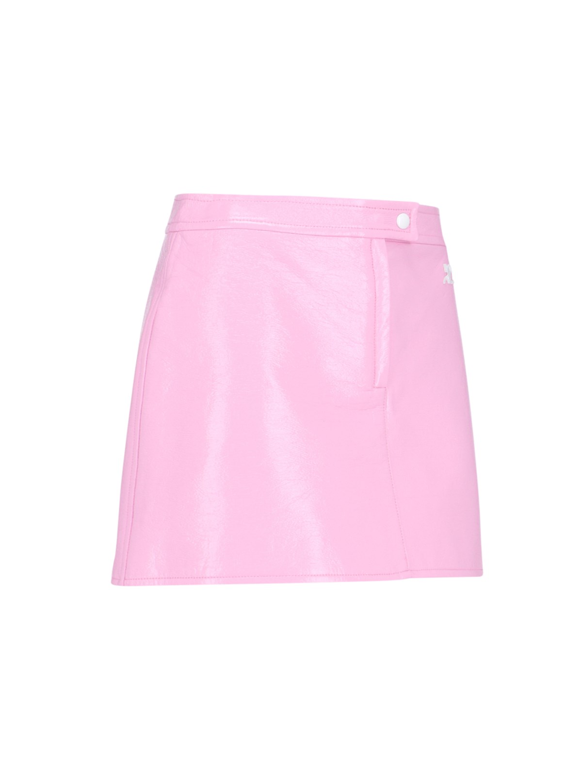 Baby pink vinyl mini skirt deals
