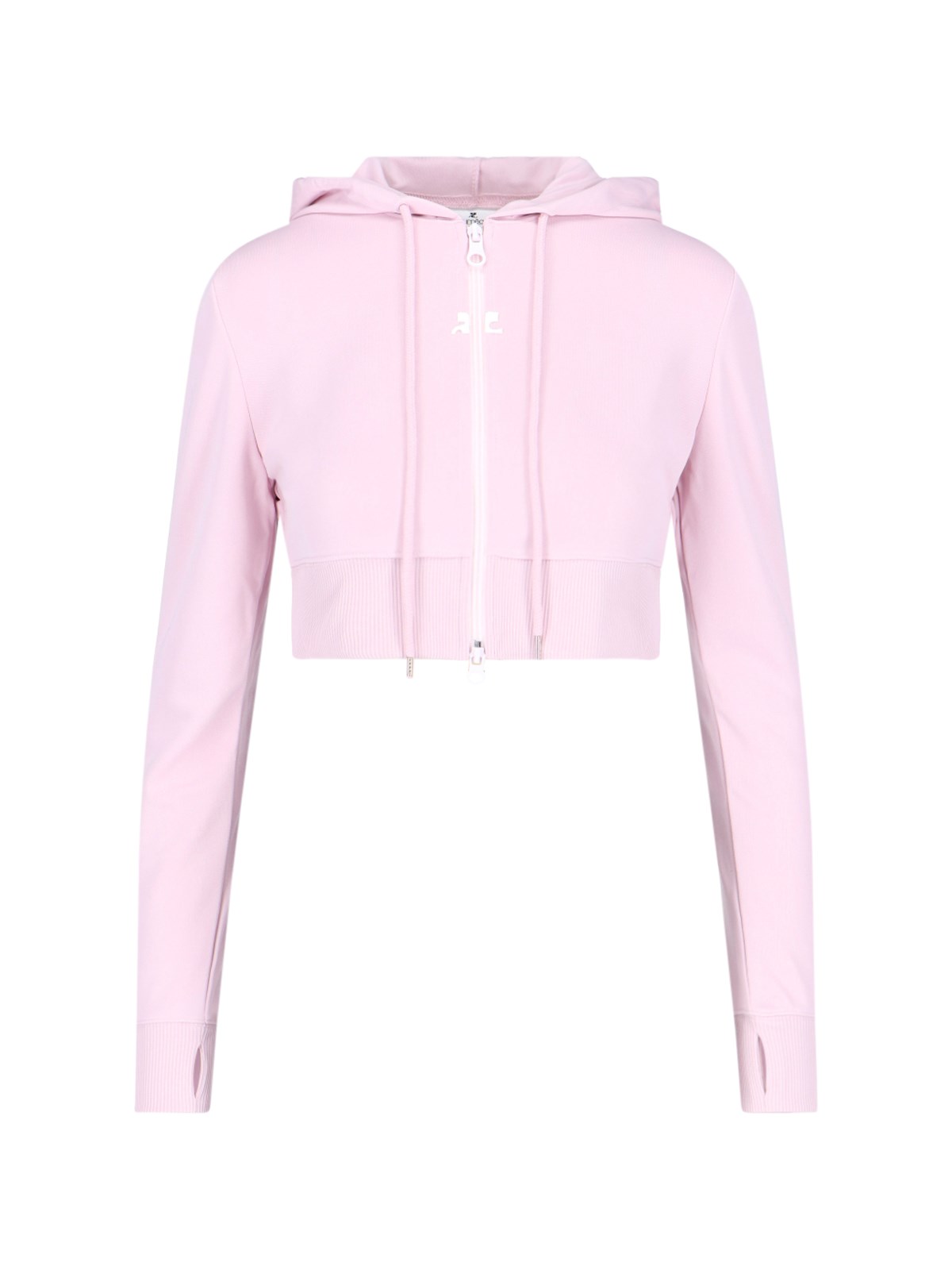 Courrèges "interlock" Cropped Sweatshirt In Pink