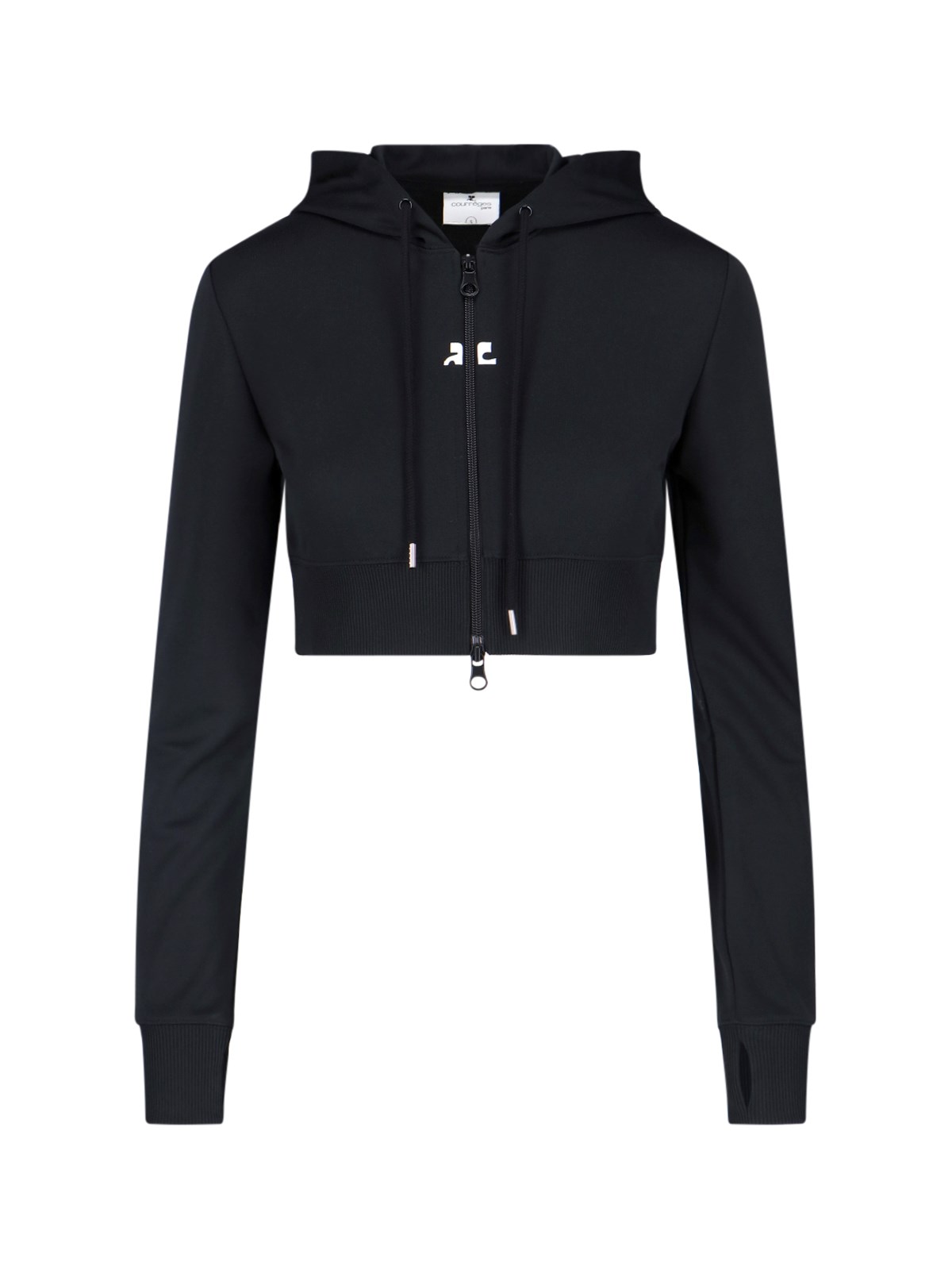 Shop Courrèges "interlock" Cropped Sweatshirt In Black  