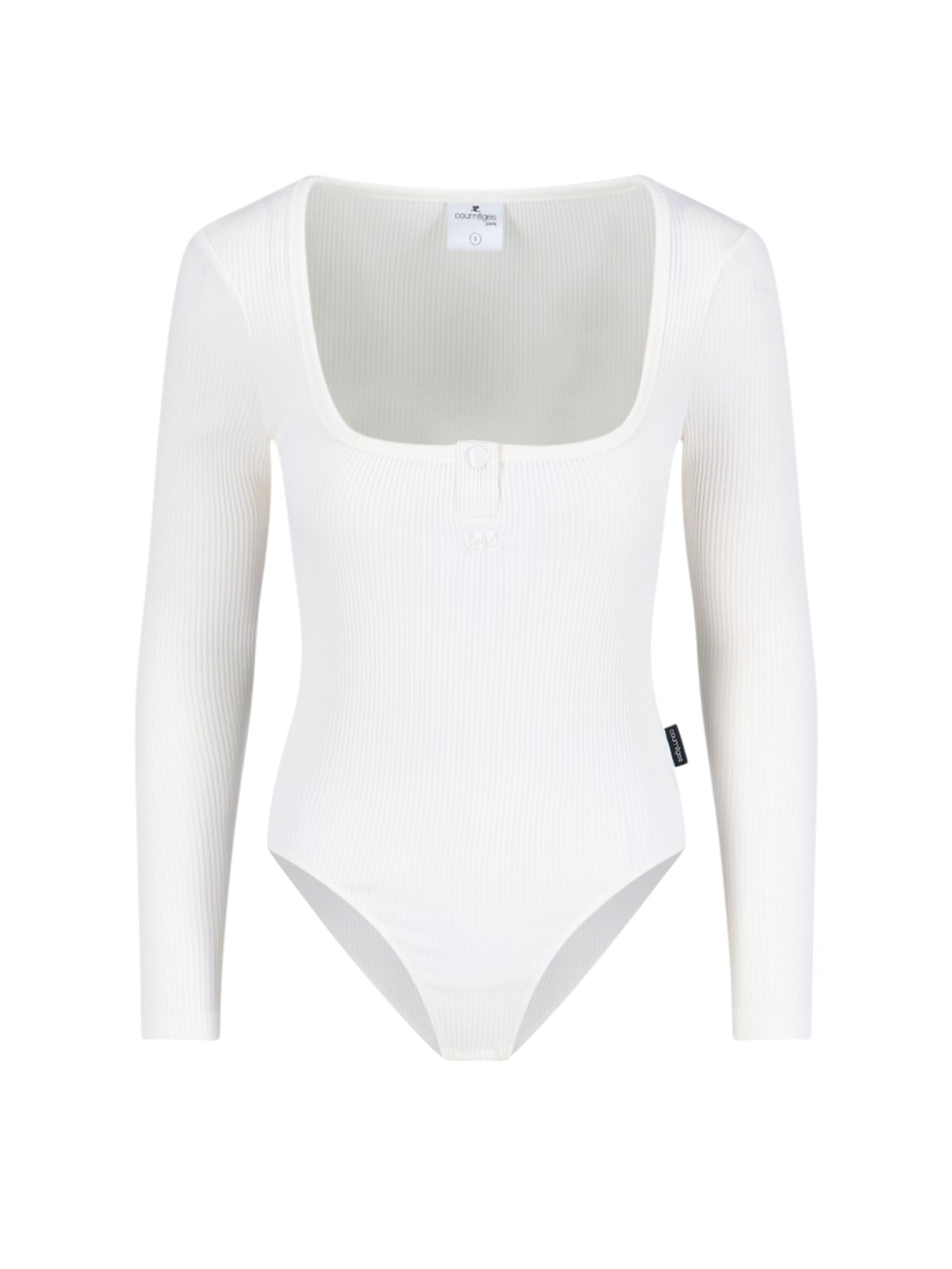 Courrèges Logo-patch Ribbed Cotton Bodysuit In White