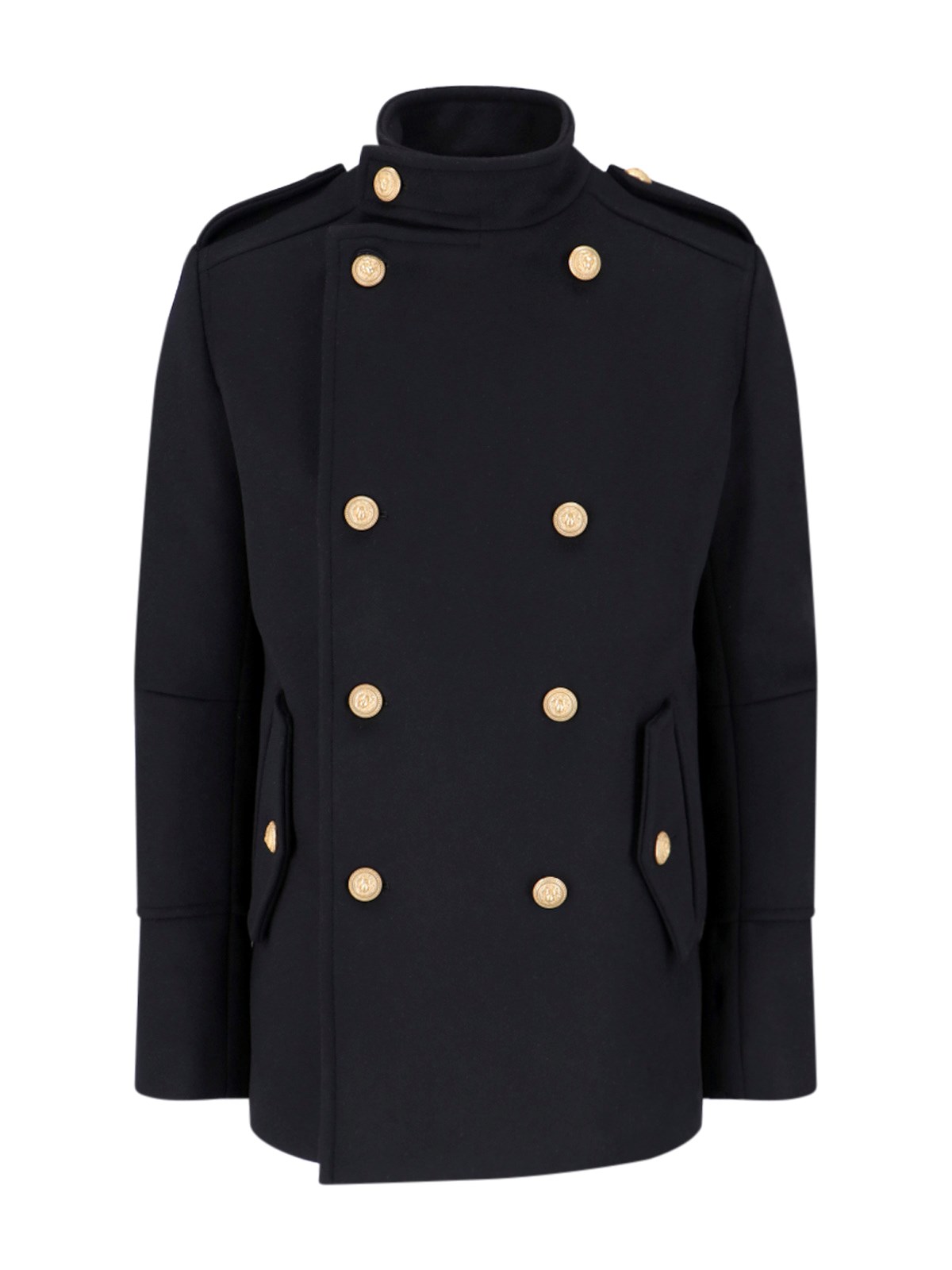 BALMAIN SHORT DOUBLE-BREASTED COAT