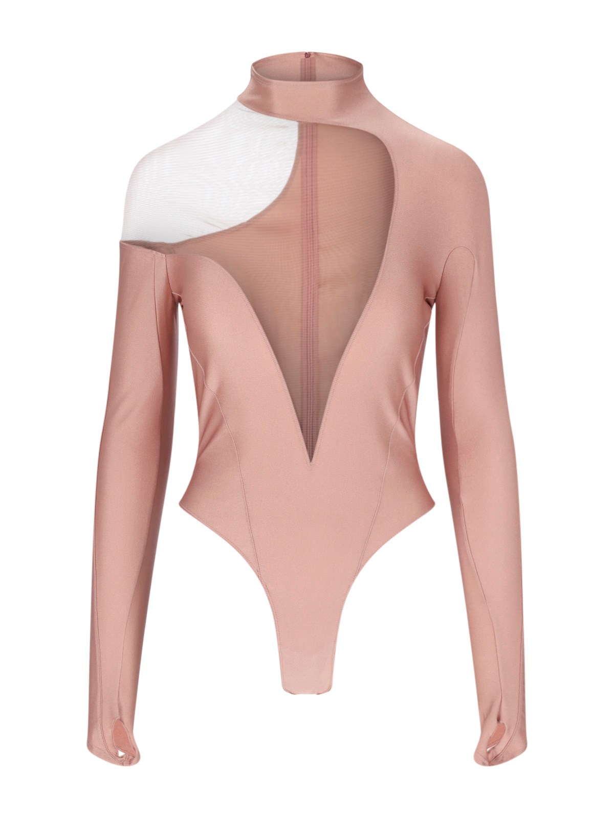 Shop Mugler 'asymmetric Illusion' Bodysuit In Pink