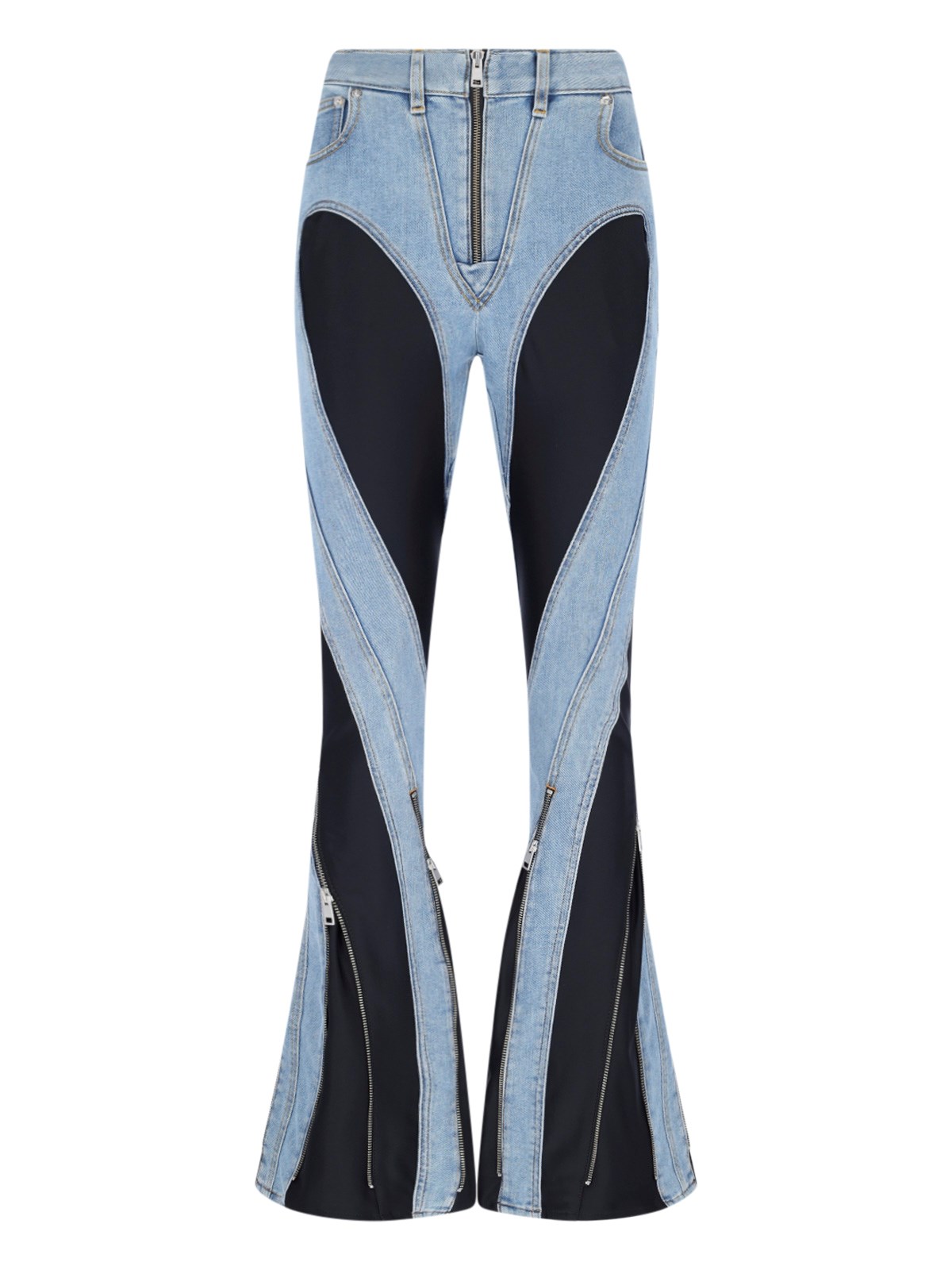 Shop Mugler 'bi-material' Jeans In Blue
