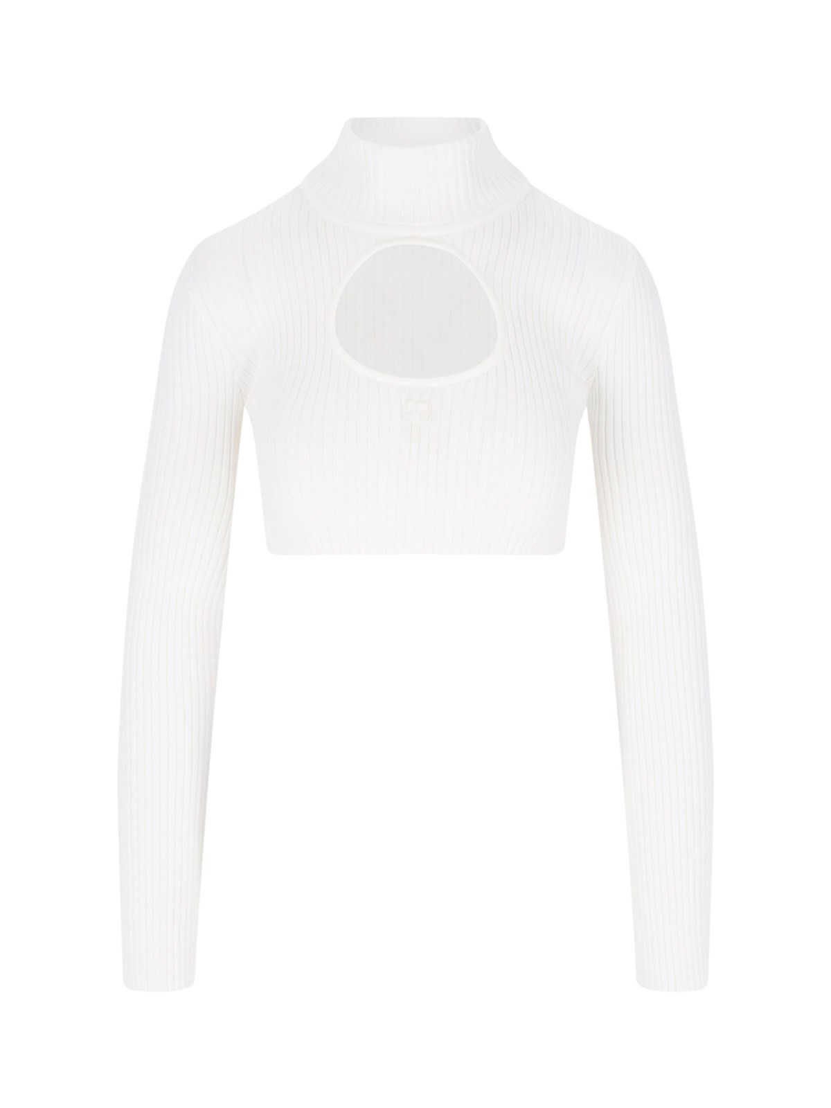Shop Courrèges Cropped Sweater In White
