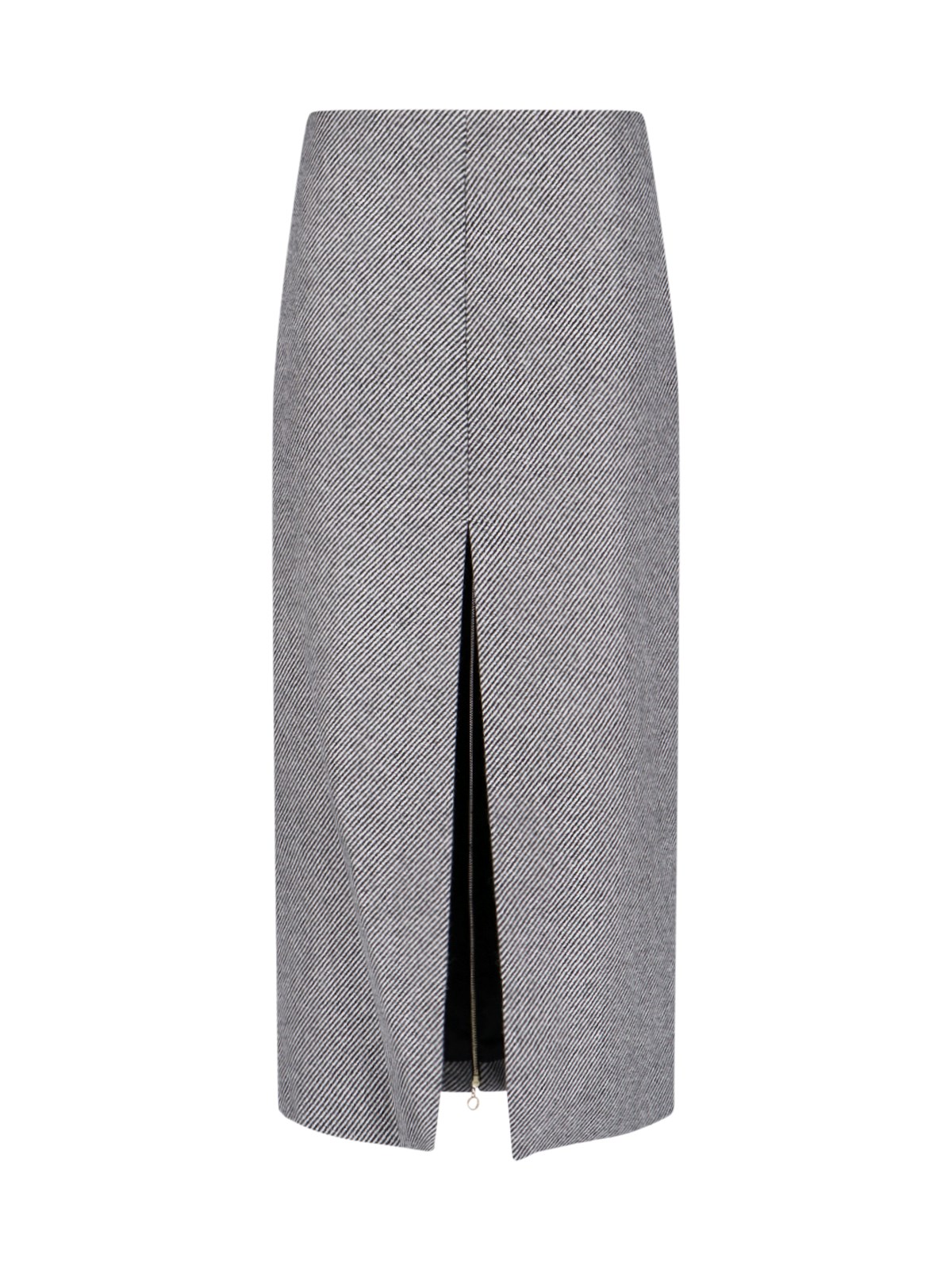 Patou Stripe-pattern Virgin Wool Midi Skirt In Gray
