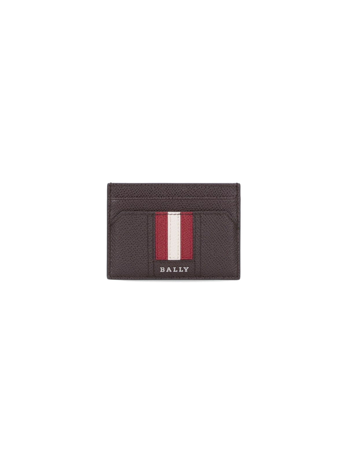 Bally Thar Stripe Leather Card Holder In Brown