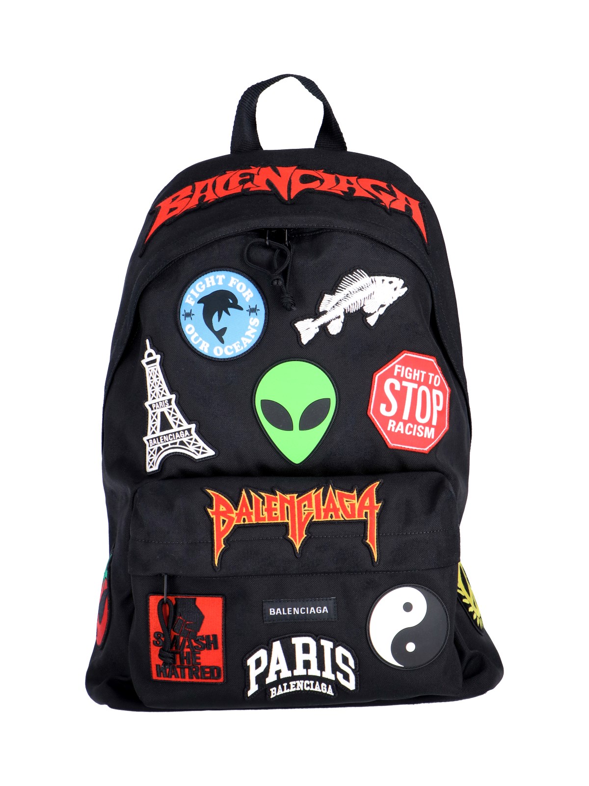 Oversized XXL Patch Backpack, Black