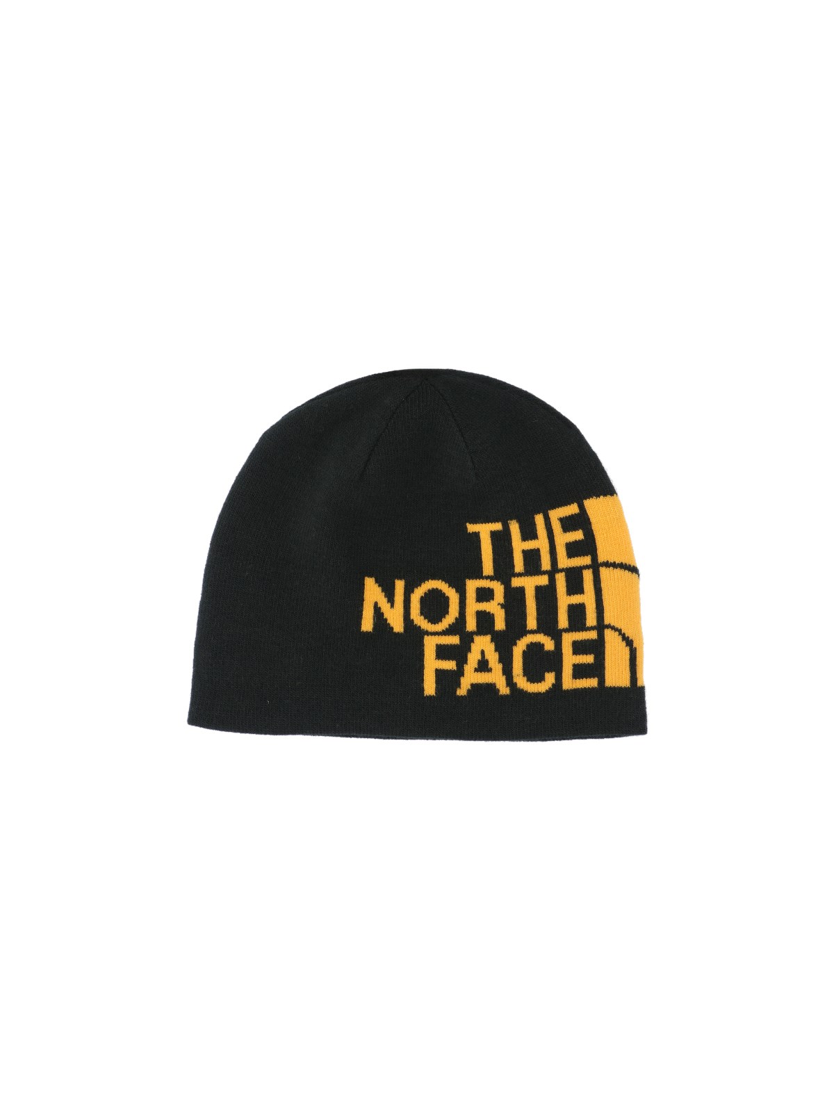 The North Face Reversible Banner Beanie Hat In Black,yellow
