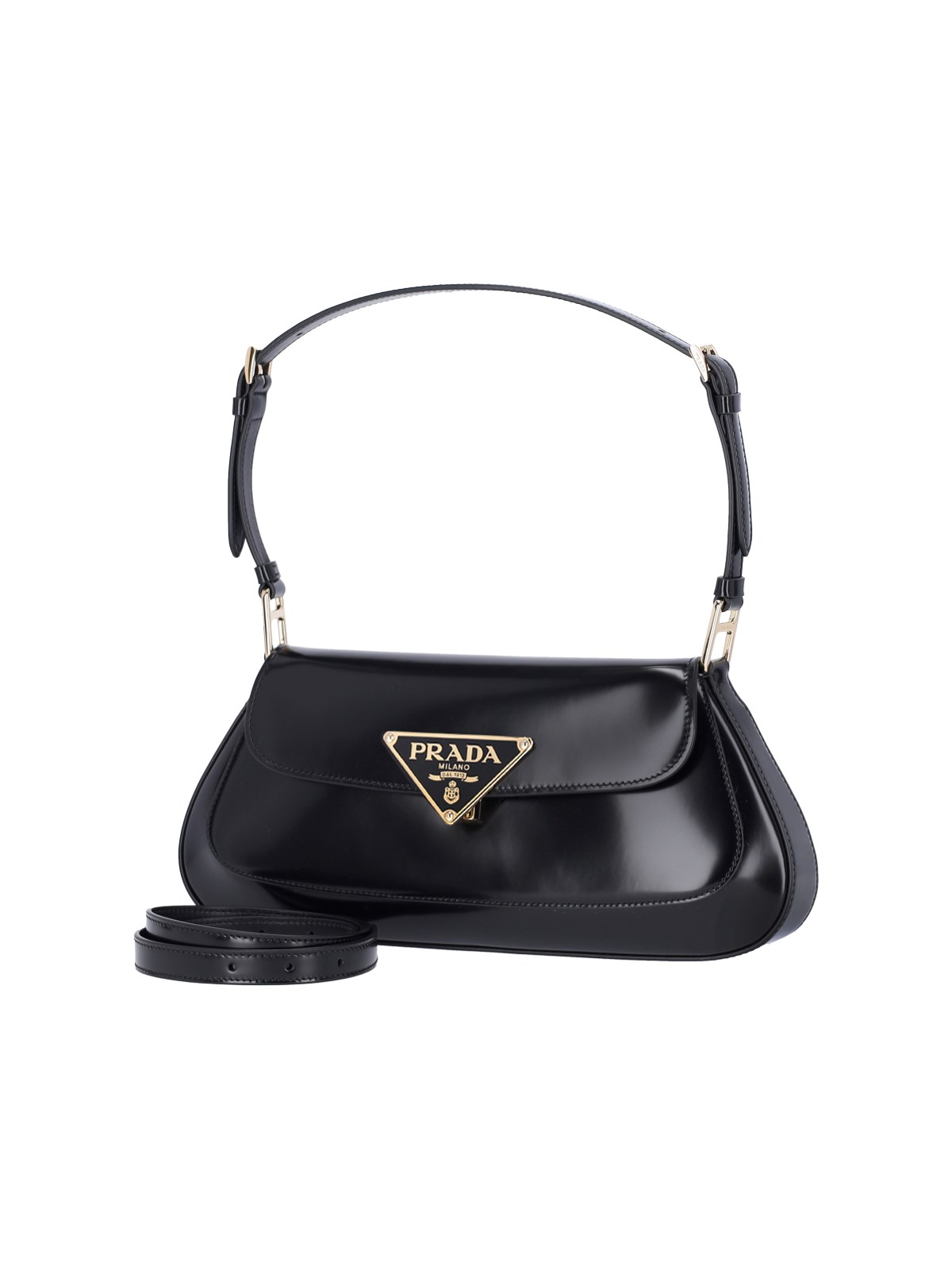 Black Brushed Leather Shoulder Bag