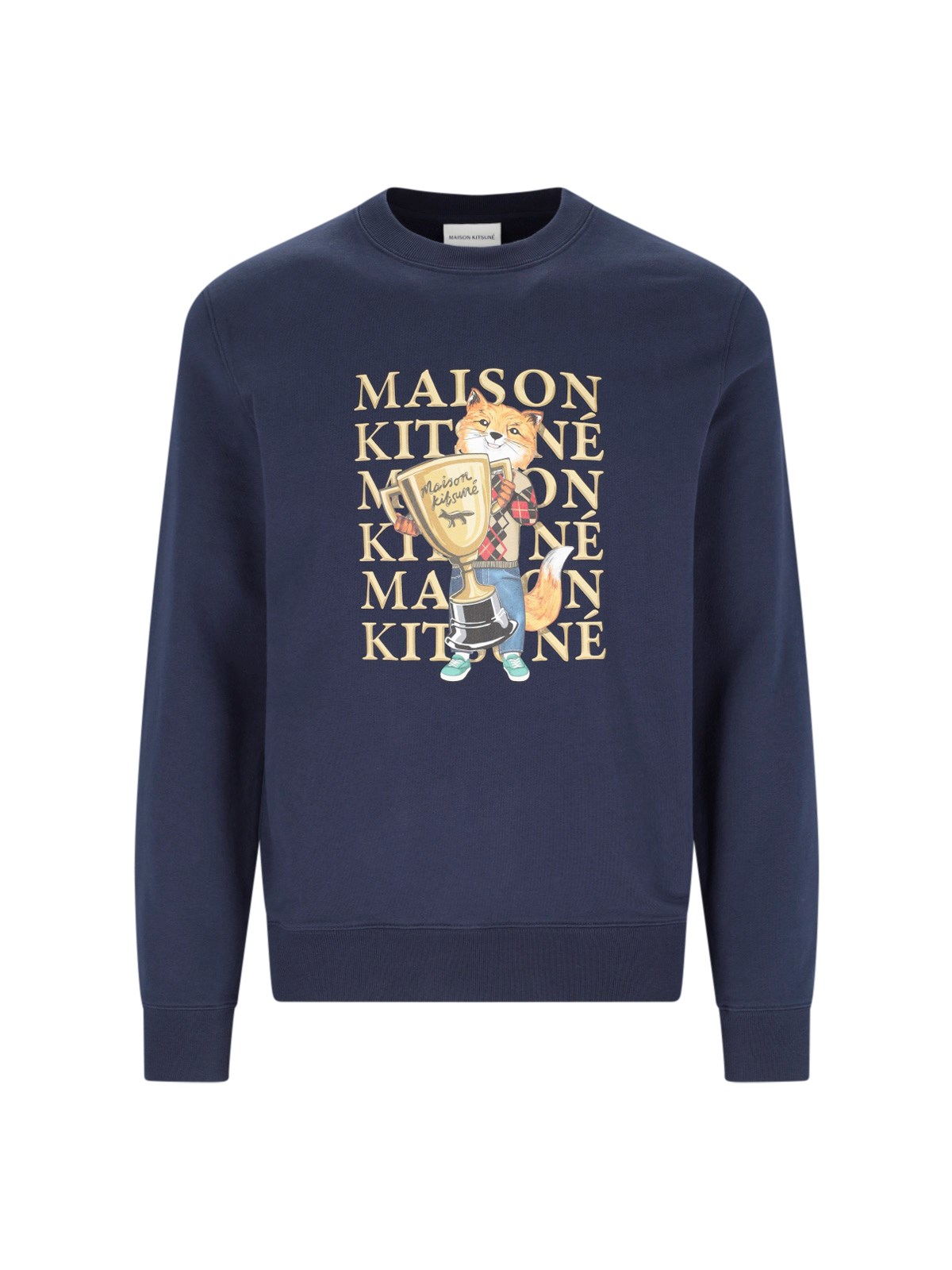 Shop Maison Kitsuné Print Sweatshirt In Blue