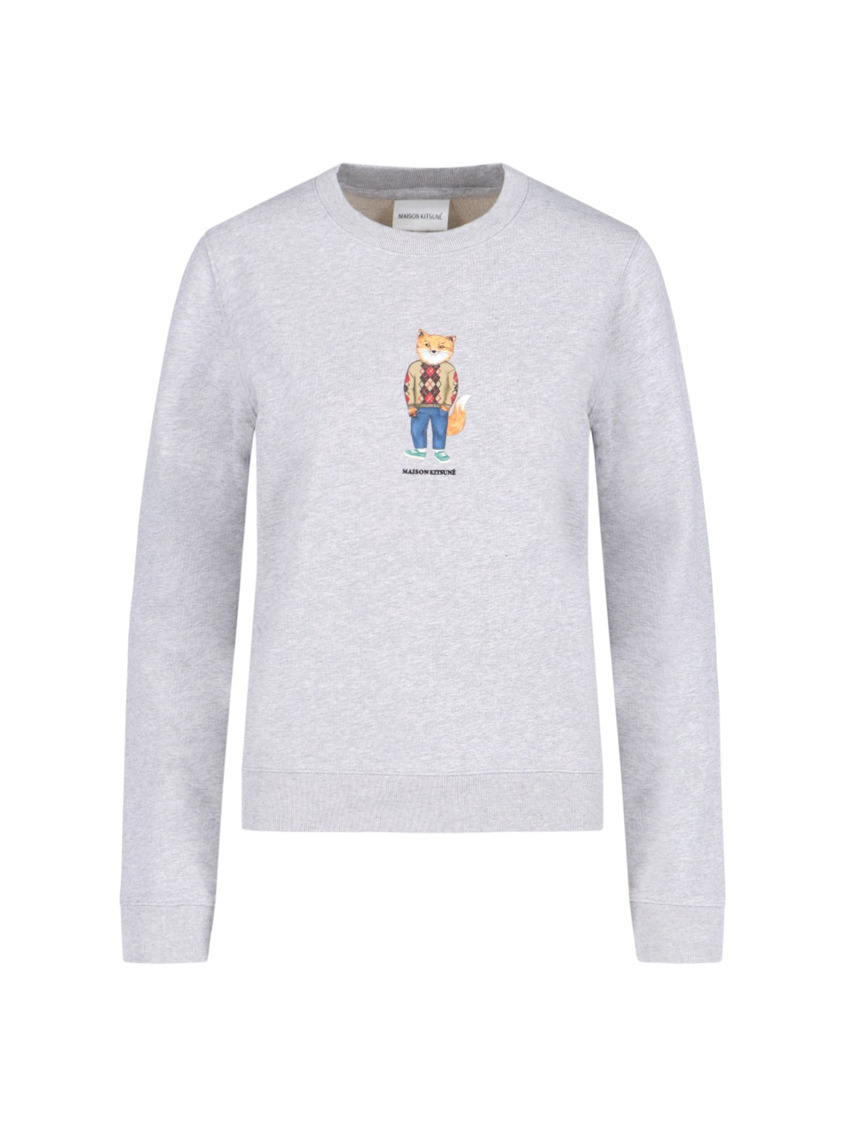 Shop Maison Kitsuné "dressed Fox" Crew Neck Sweatshirt In Gray