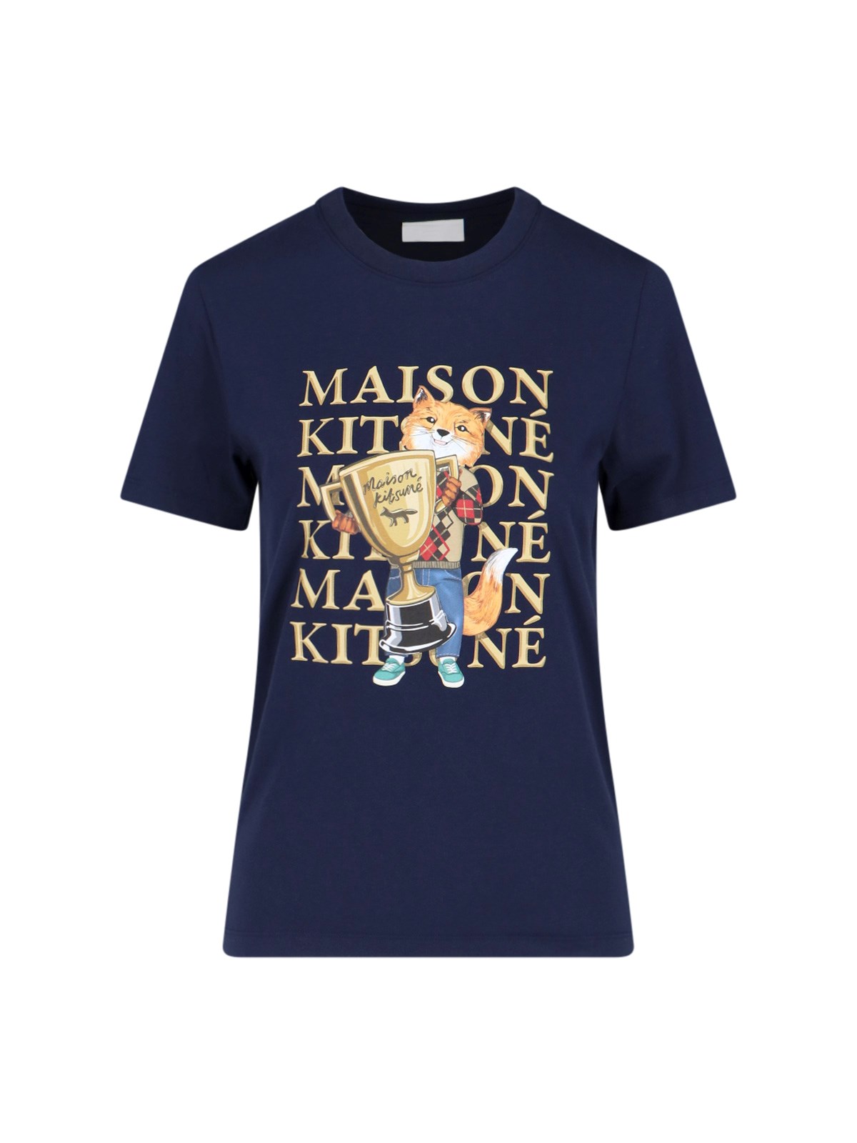 Shop Maison Kitsuné "fox Champion" T-shirt In Blue