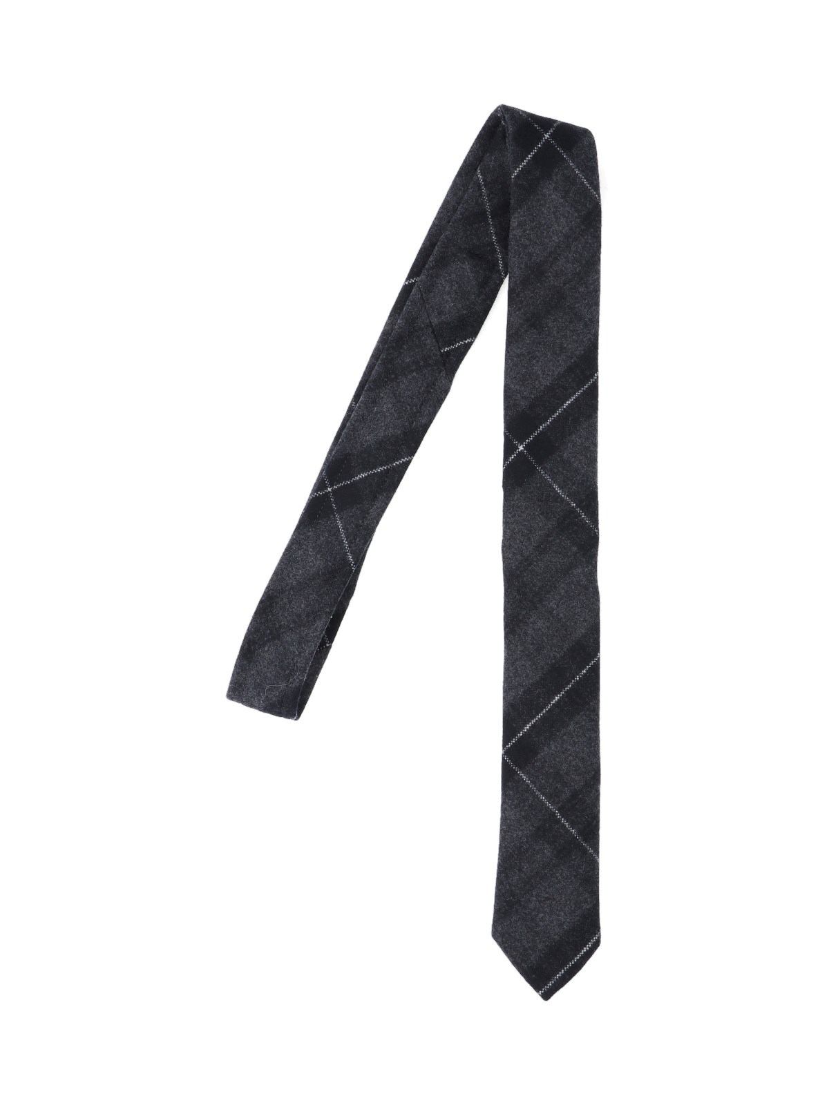 Thom Browne Check Pattern Tie In Gray