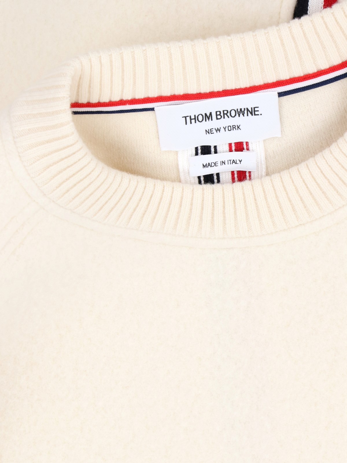 【THOMBROWNE】 white cotton sweatshirt （関税送料込） Pure cotton sweatshirt with zipper - Light Gray | Benetton