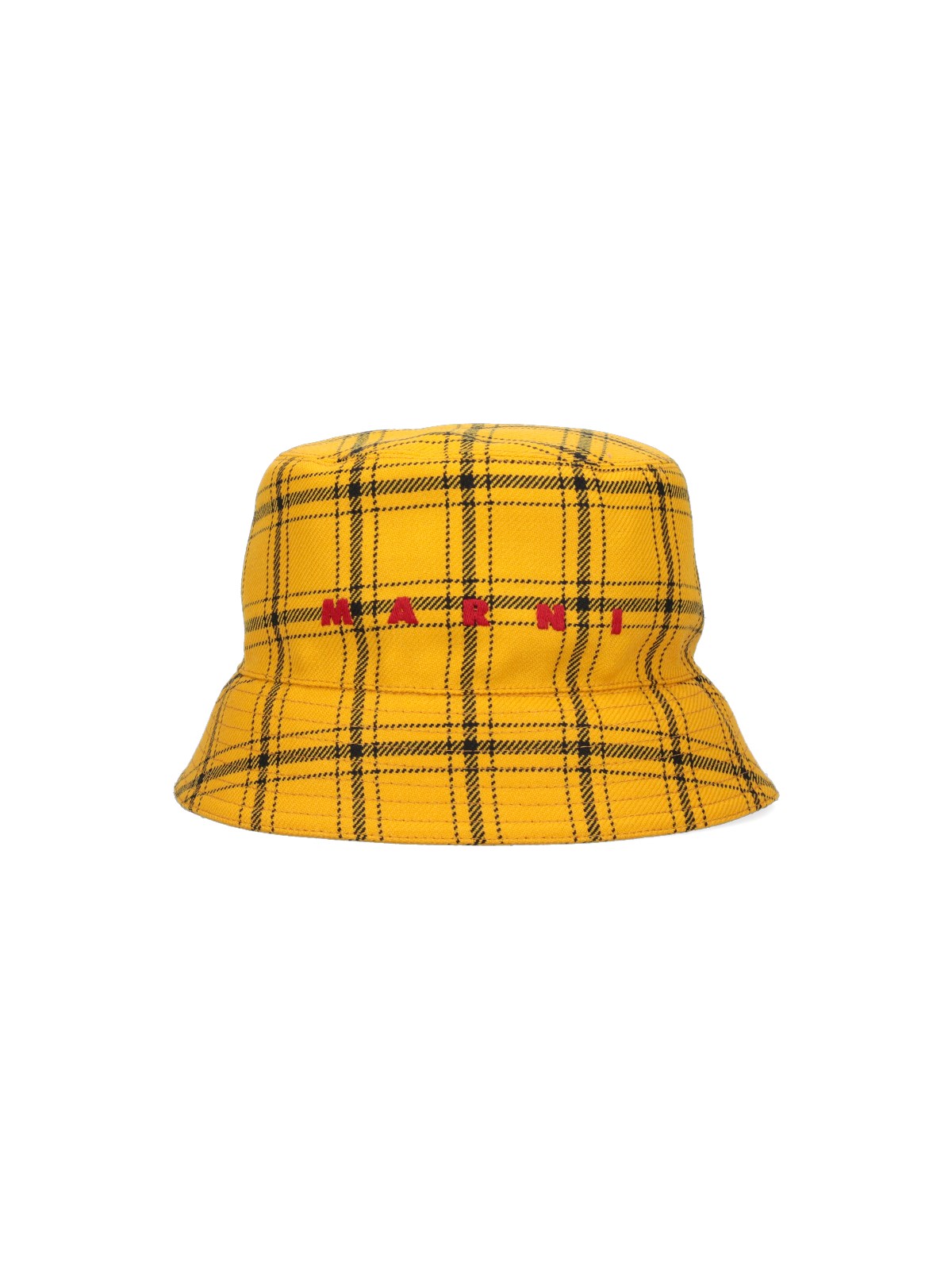 Marni Plaid Bucket Hat In Yellow
