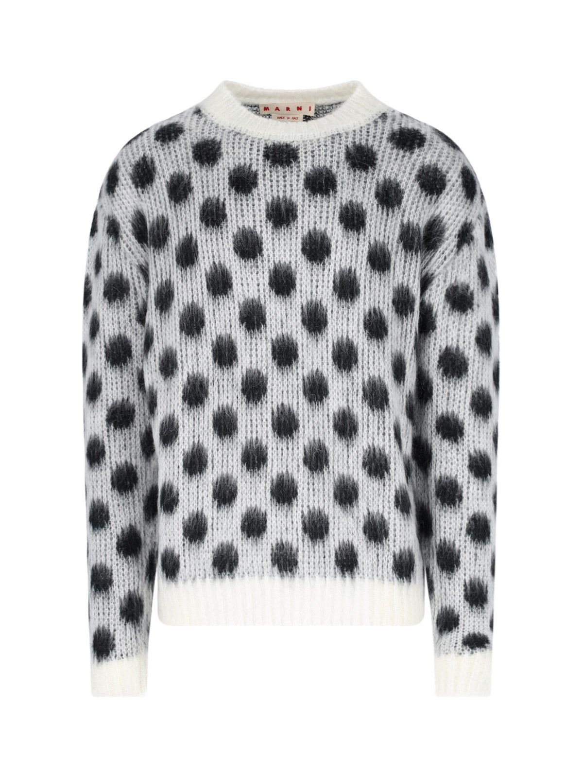 Marni Polka Dot Crewneck Sweater In Black  