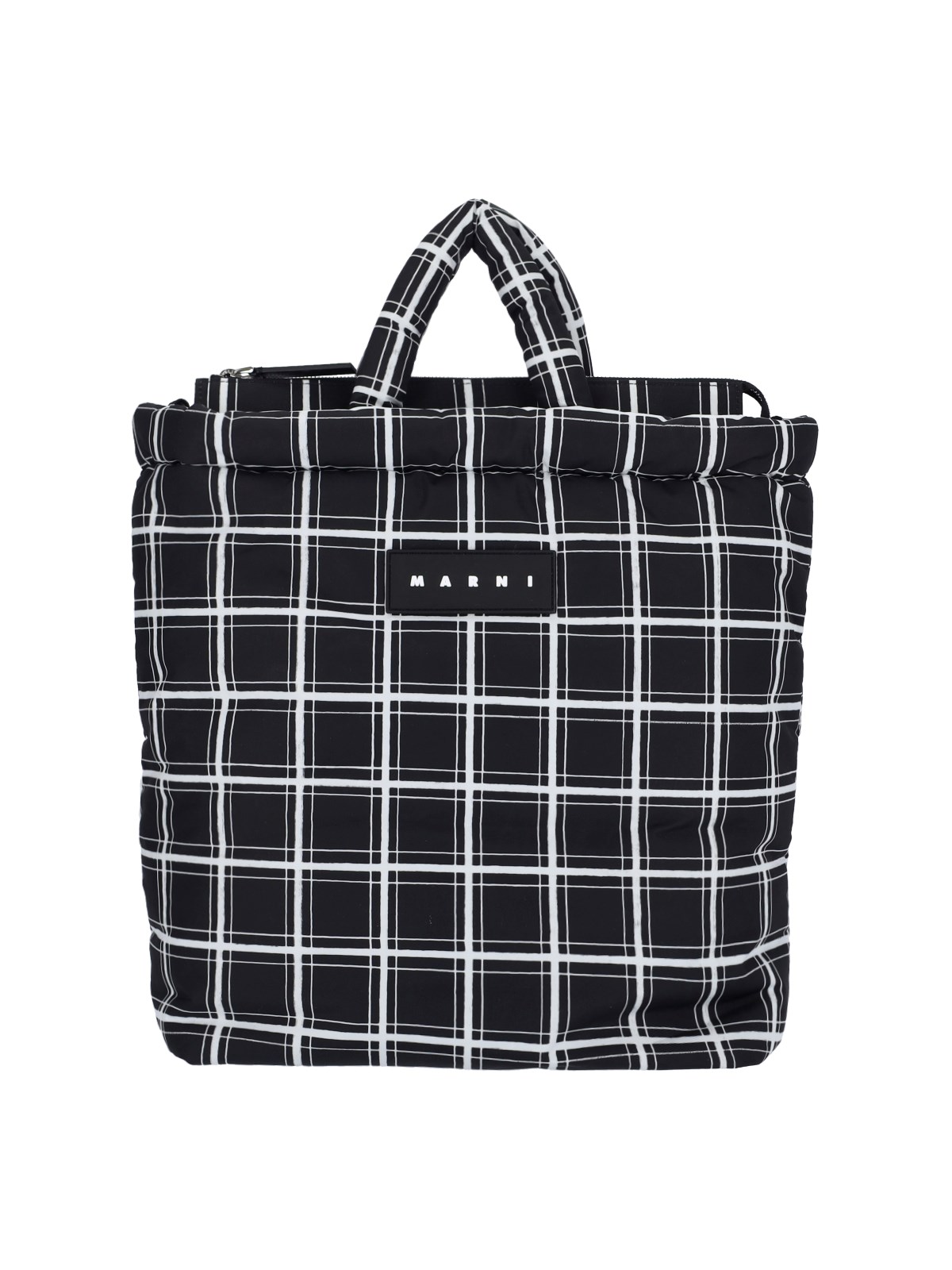 Shop Marni Check Tote Bag In Black  