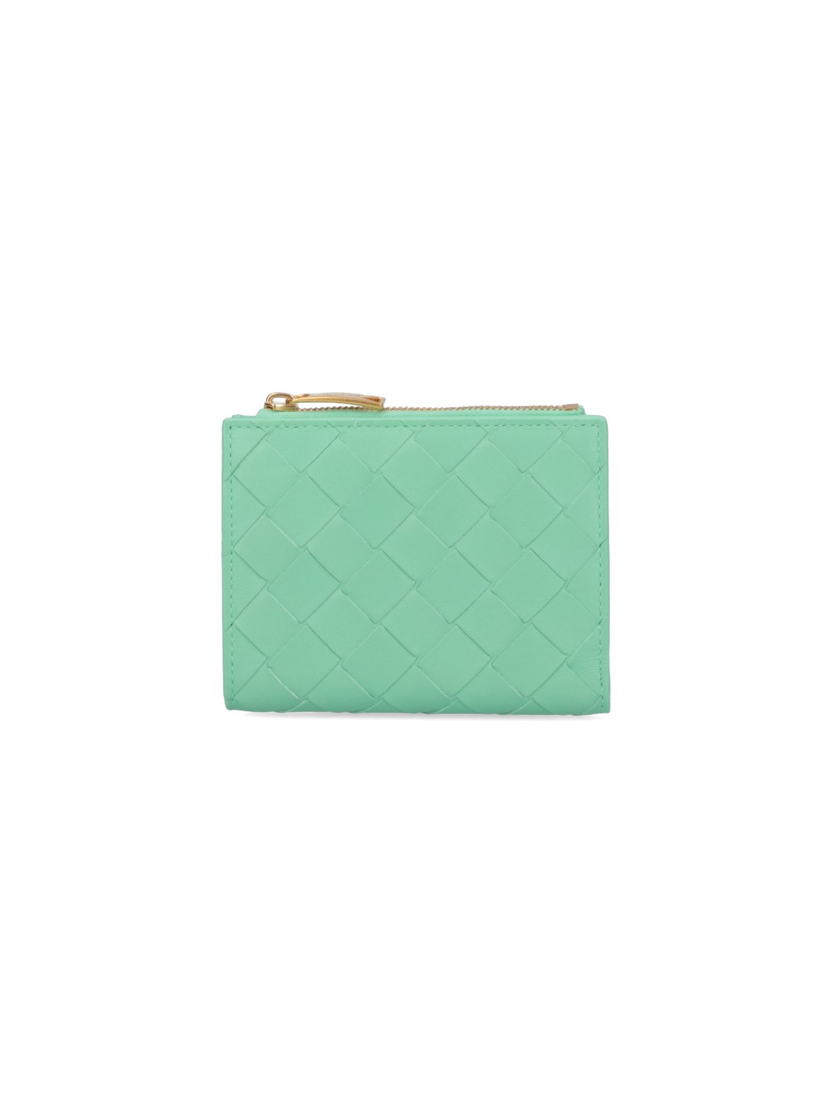 Bottega Veneta Woven Bi-fold Wallet In Green