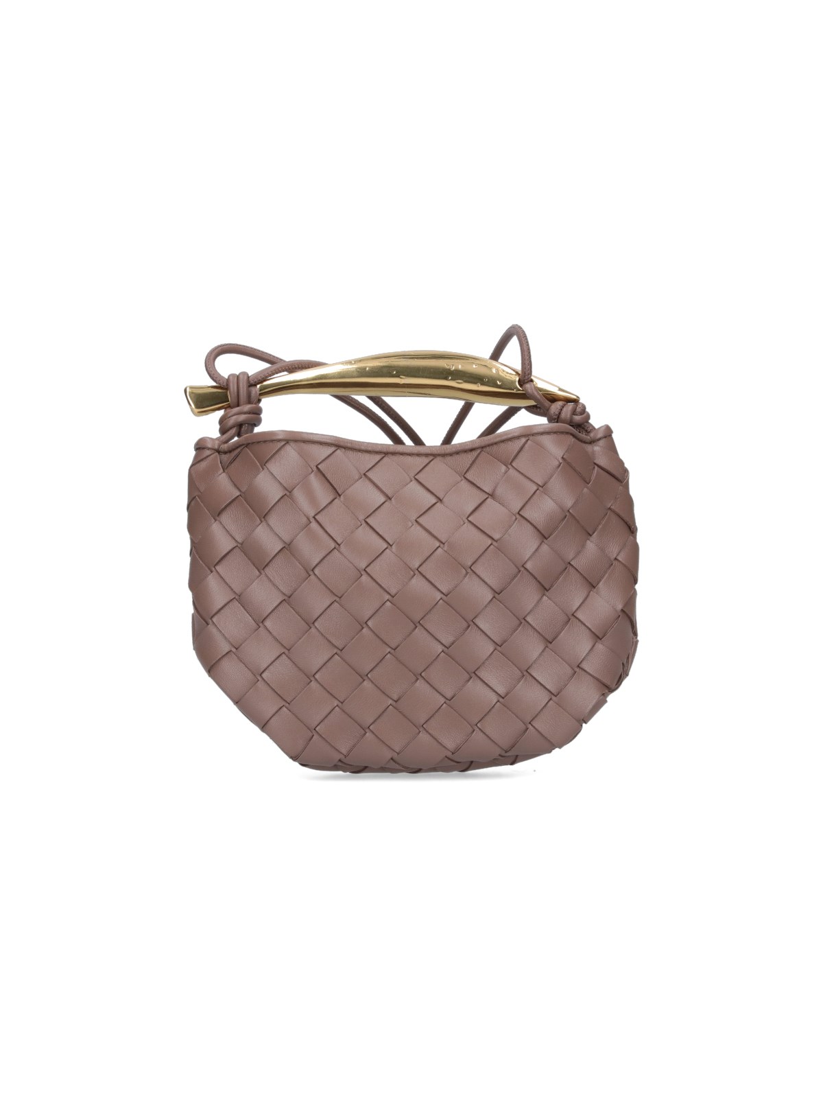 Brown Sardine metal-handle Intrecciato-leather bag, Bottega Veneta