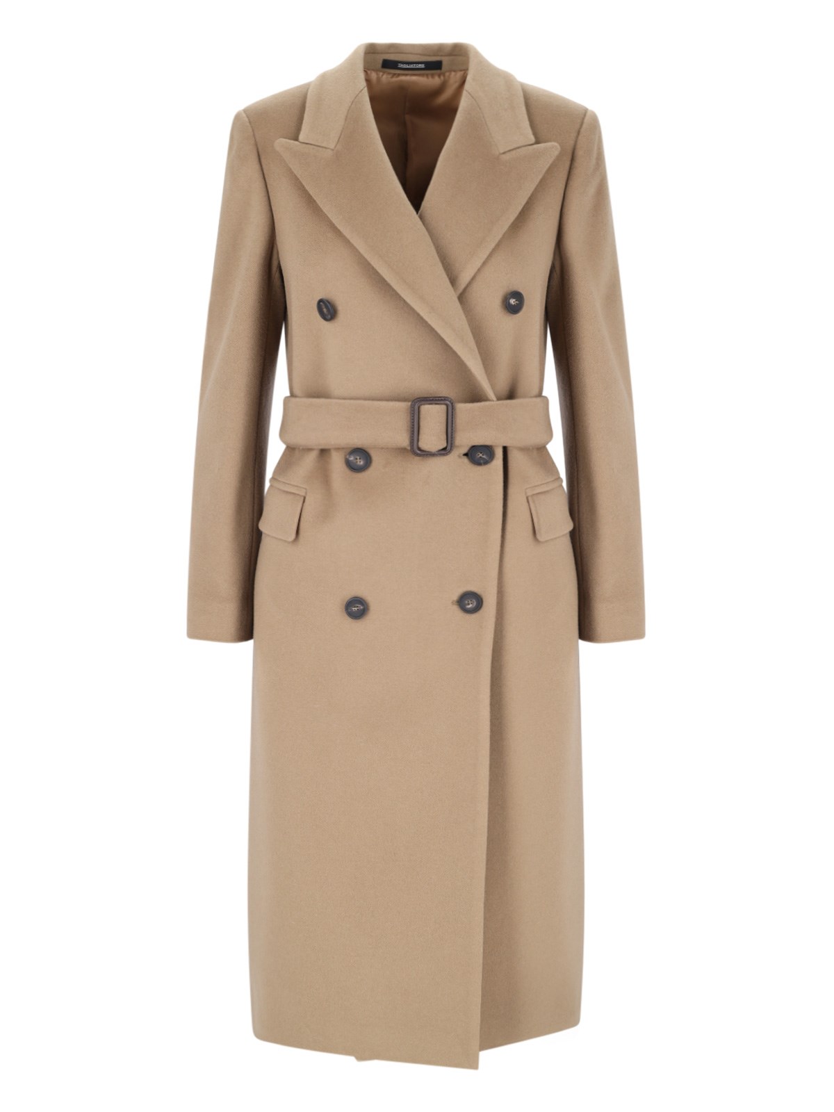 Shop Tagliatore 'jole' Double Breasted Coat In Beige