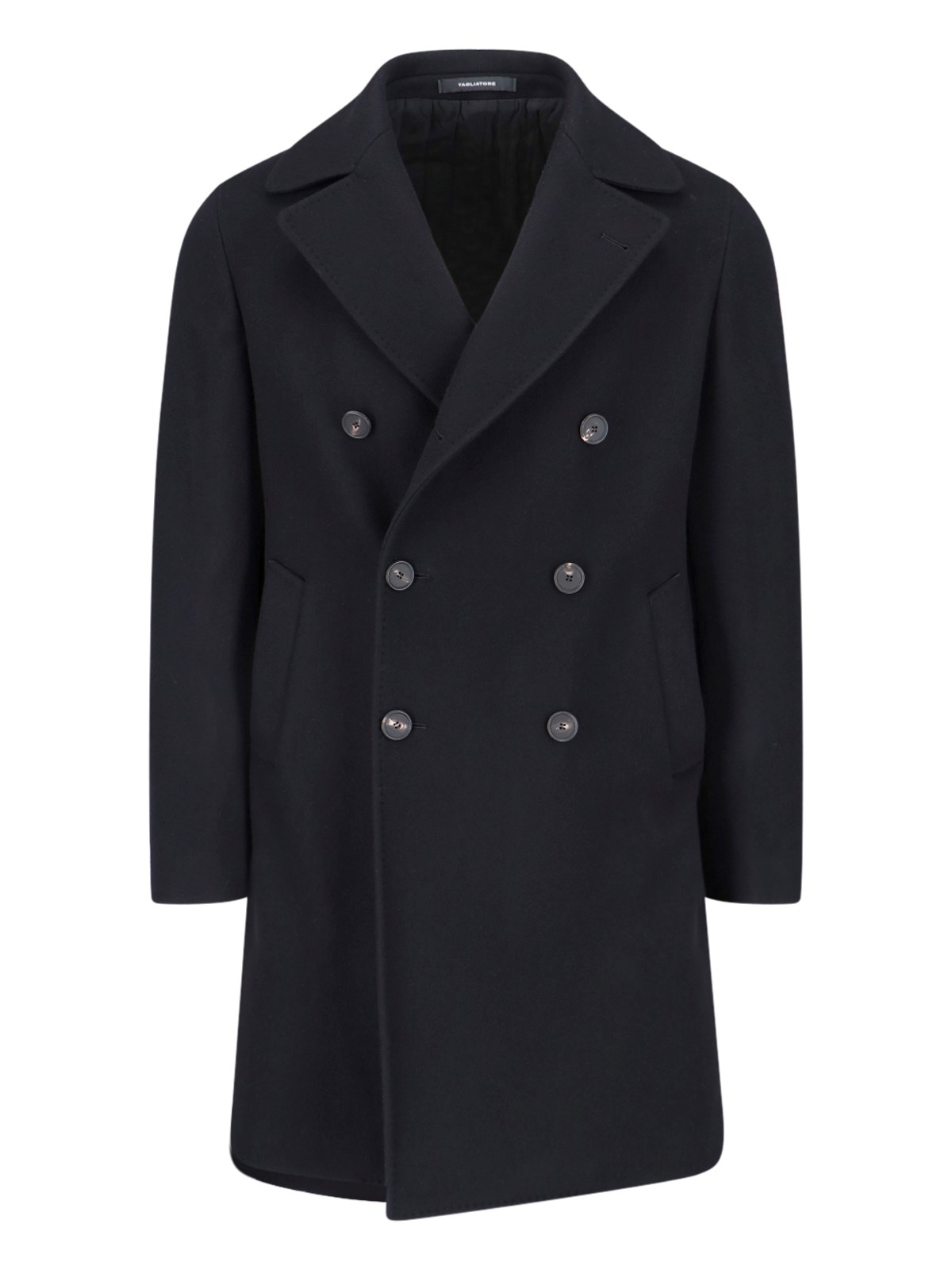 Tagliatore 'arden' Blue Long Double-breasted Coat In Black  