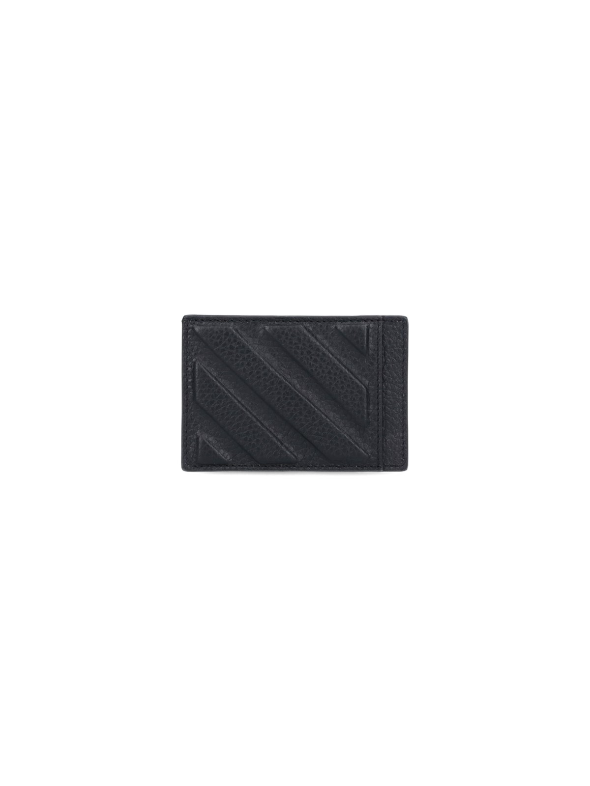 Shop Off-white Leather Card Holder In Black  