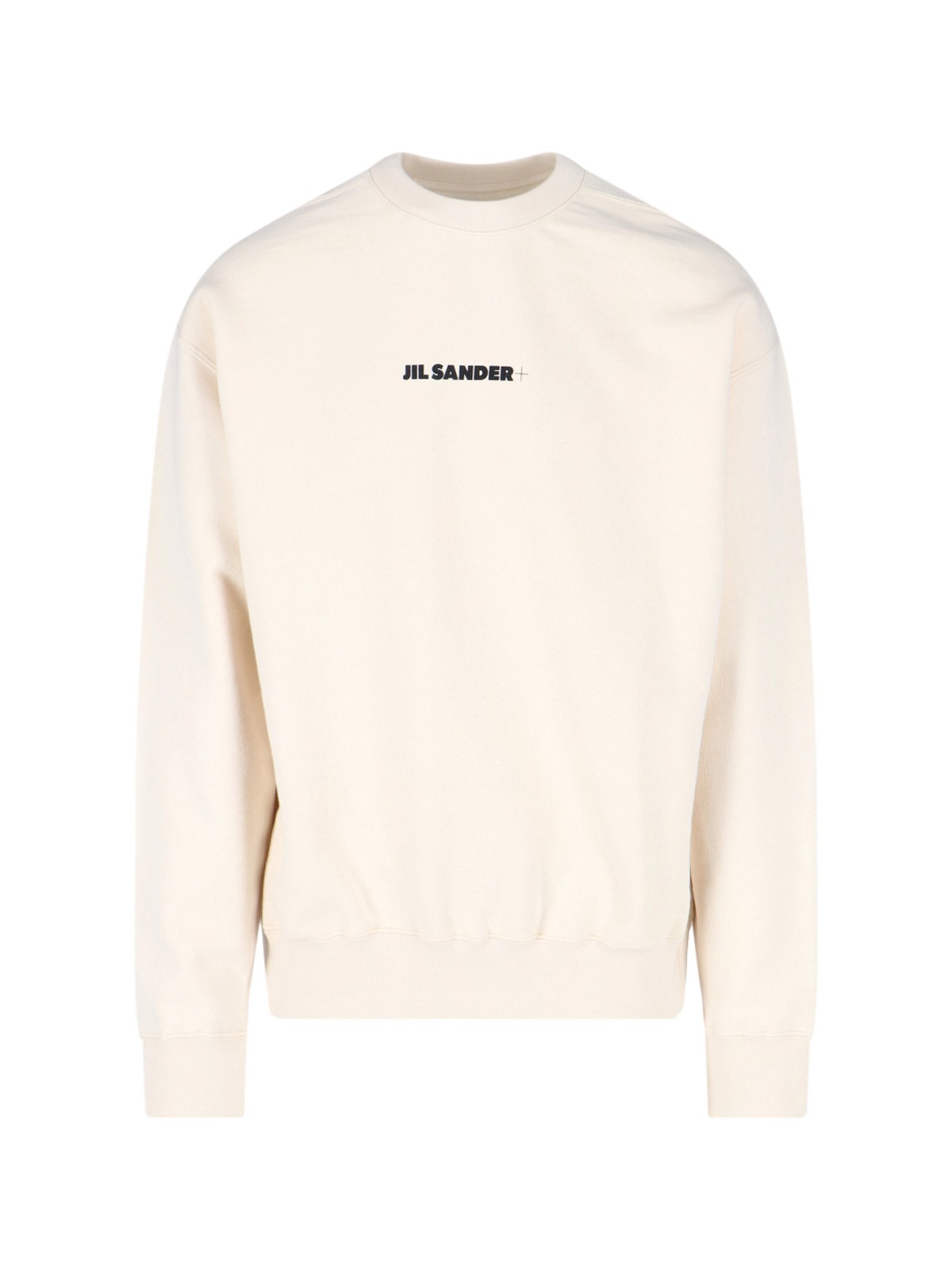 Jil Sander Crew Neck Sweatshirt With Signature Logo In Cream