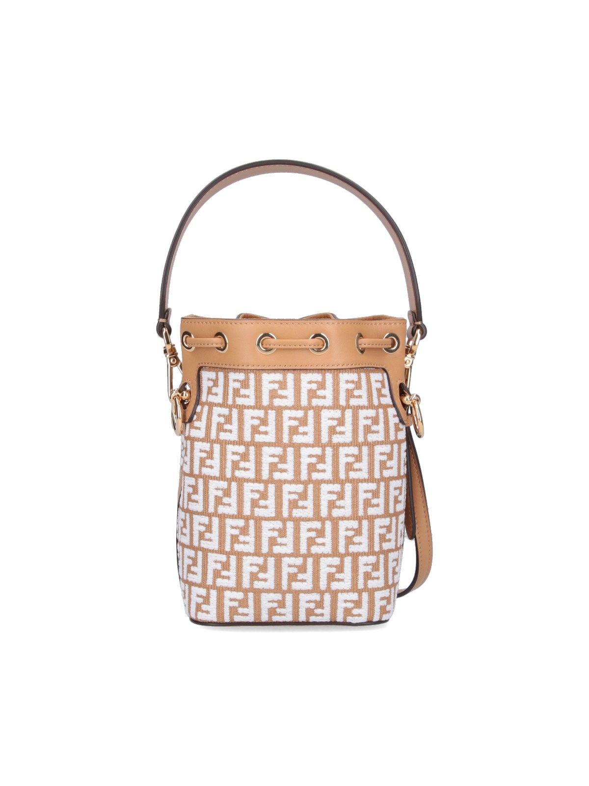 FENDI: raffia bag with all-over FF pattern - Beige