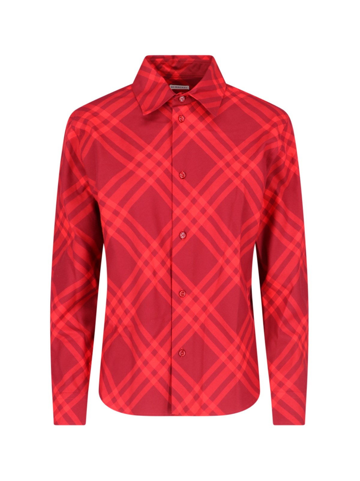 Shop Burberry 'check' Shirt In Red