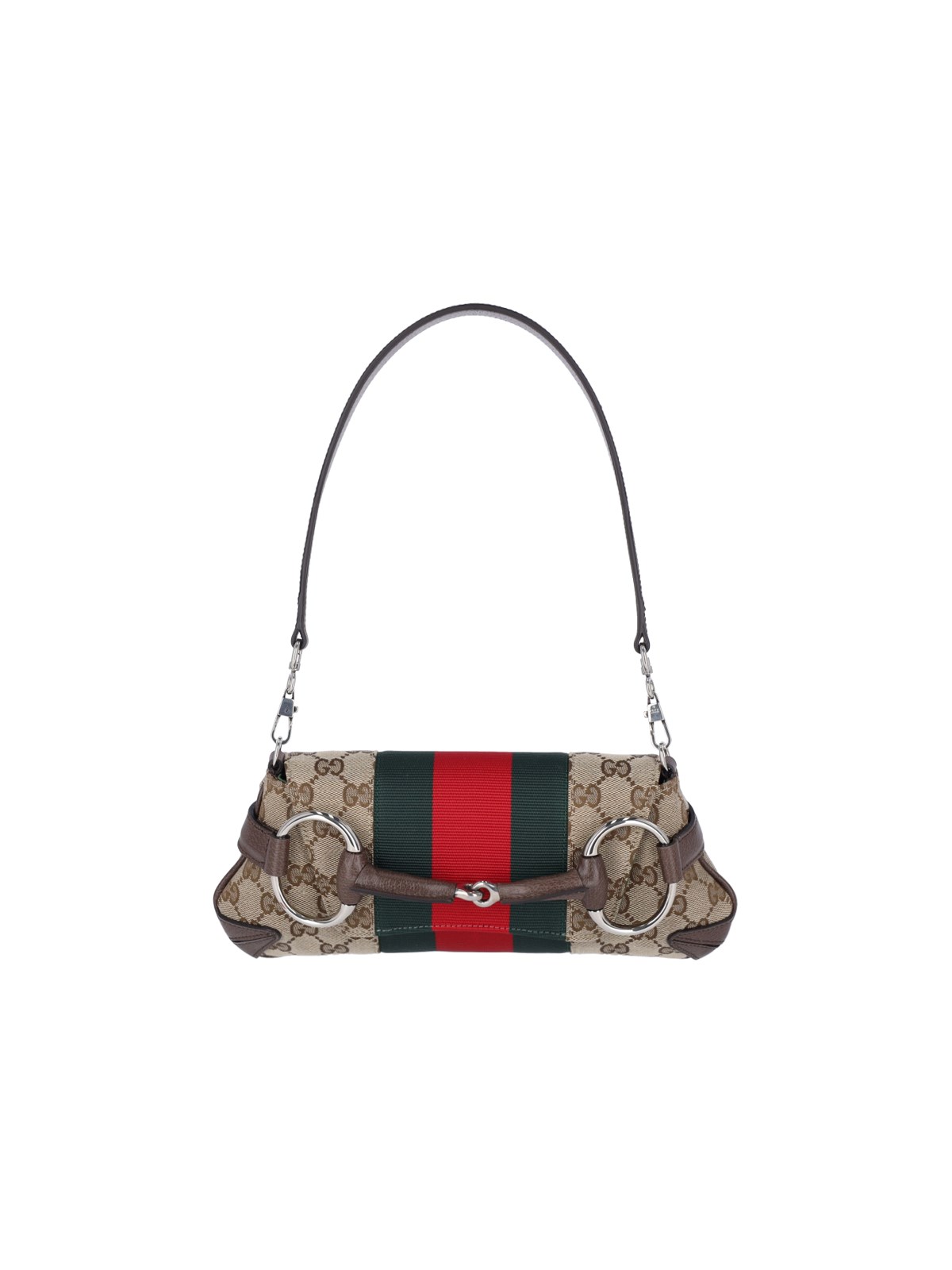 Shop Gucci Small Shoulder Bag "horsebit Chain" In Brown