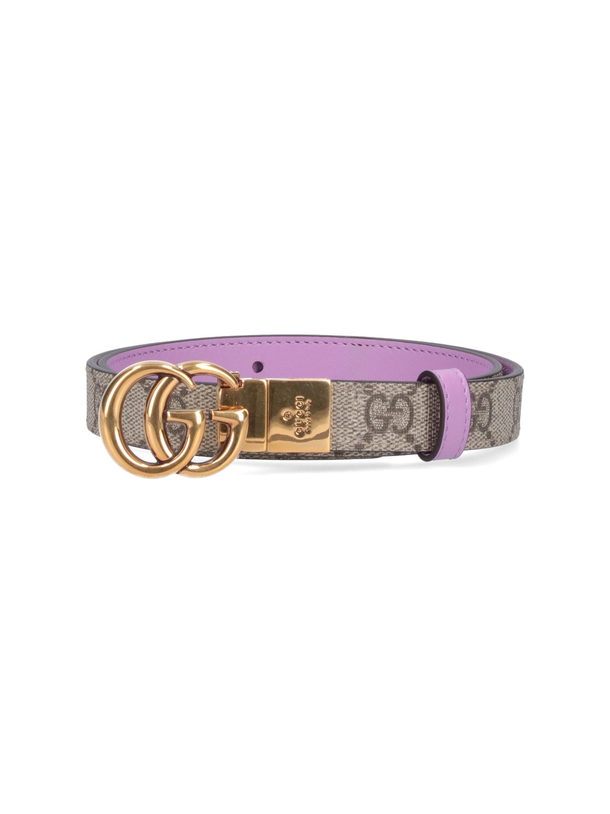 Gucci Reversible Thin Belt "gg Marmont" In Beige