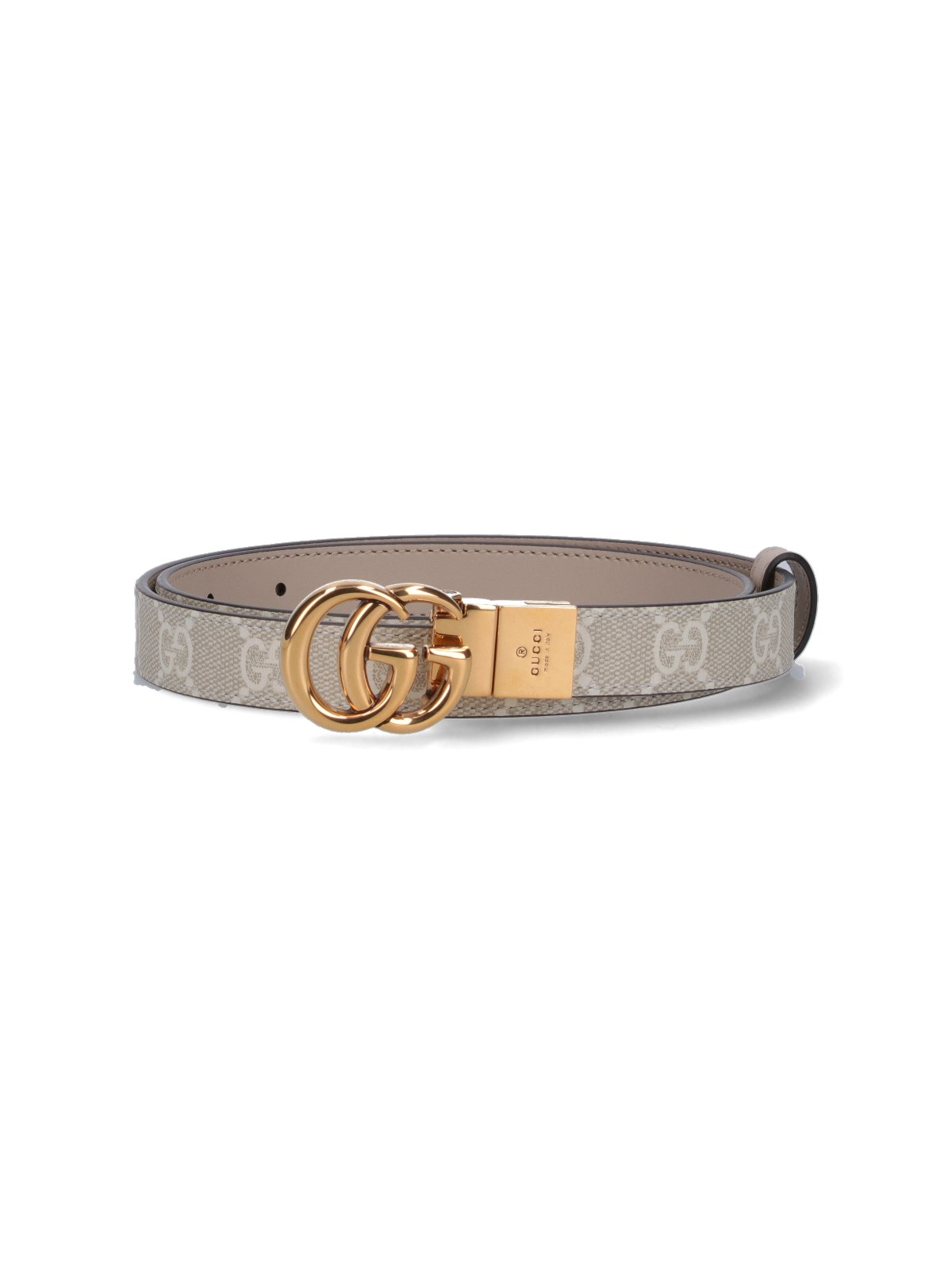 Gucci 'gg Marmont' Reversible Skinny Belt In Beige
