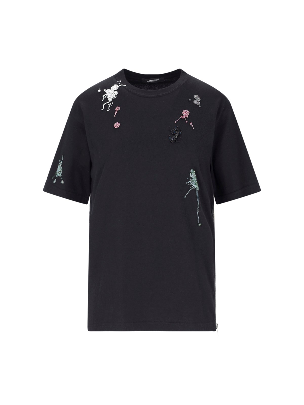 Shop Undercover Embroidery Detail T-shirt In Black  