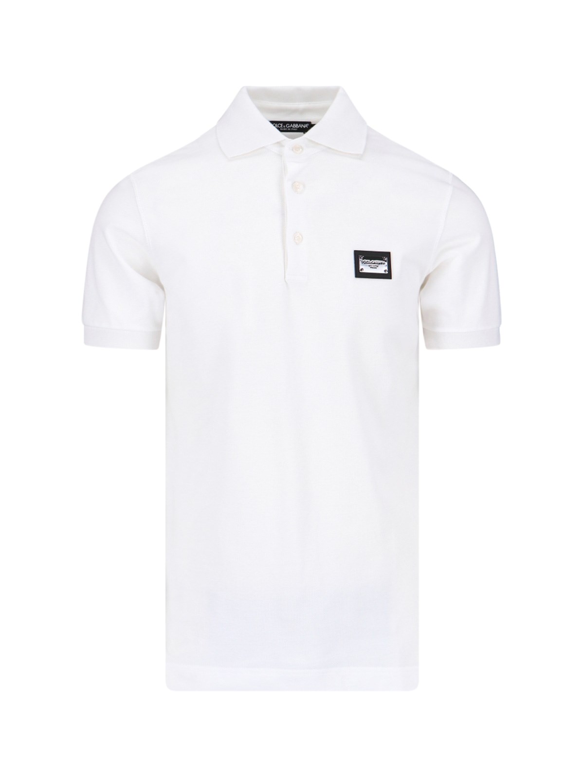 Shop Dolce & Gabbana Logo Piquet Polo Shirt In White