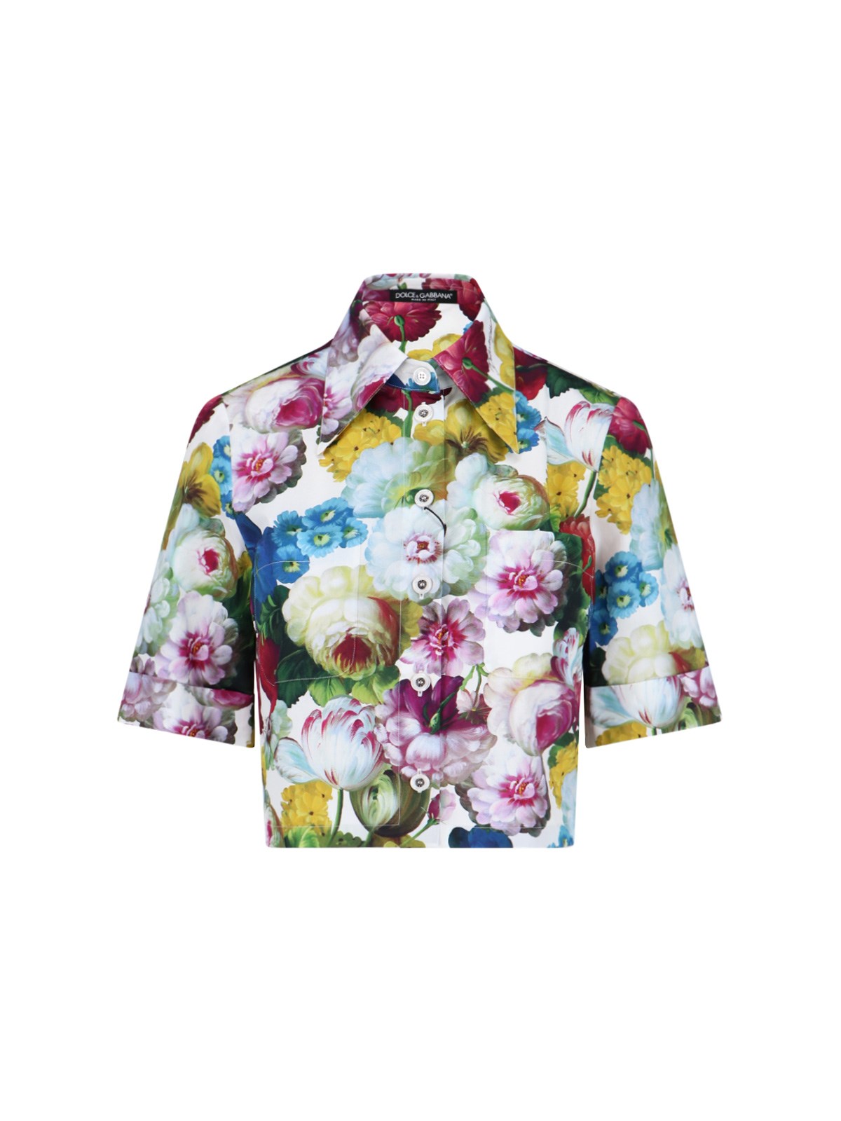 Dolce & Gabbana Garden Print Crop Shirt In Multi