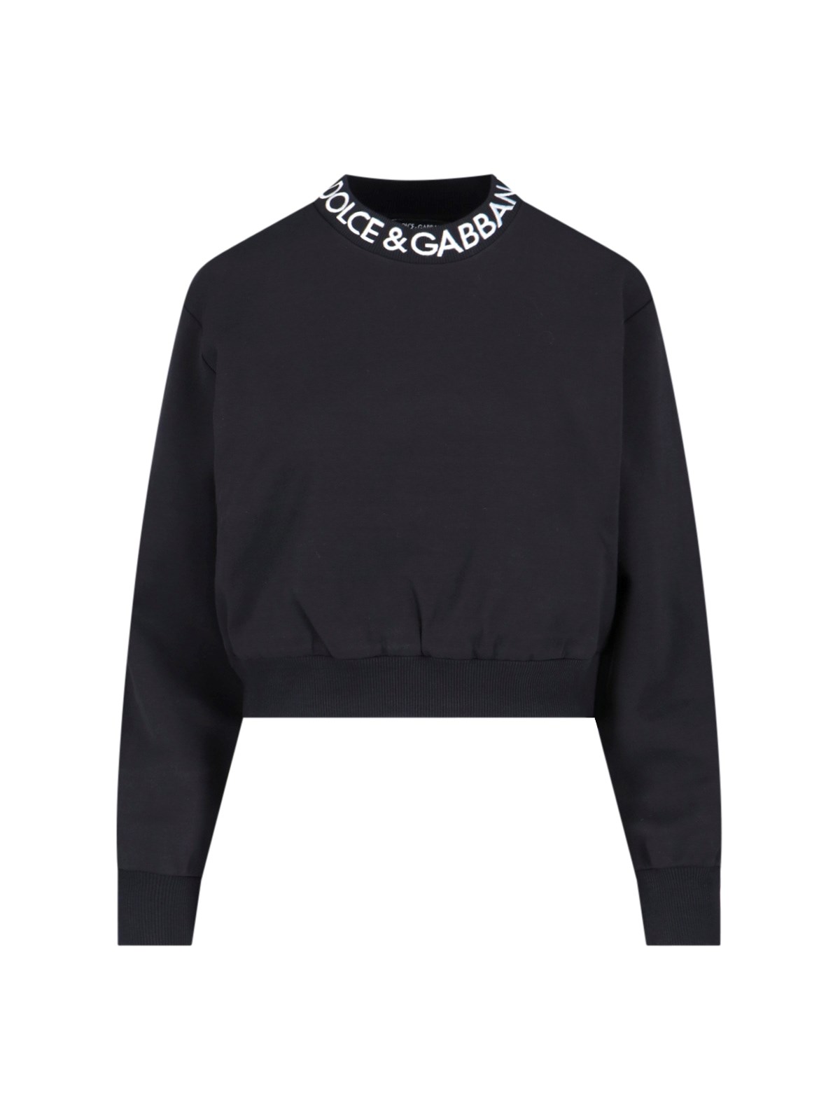 Shop Dolce & Gabbana Cropped Crew Neck Sweatshirt In Black  