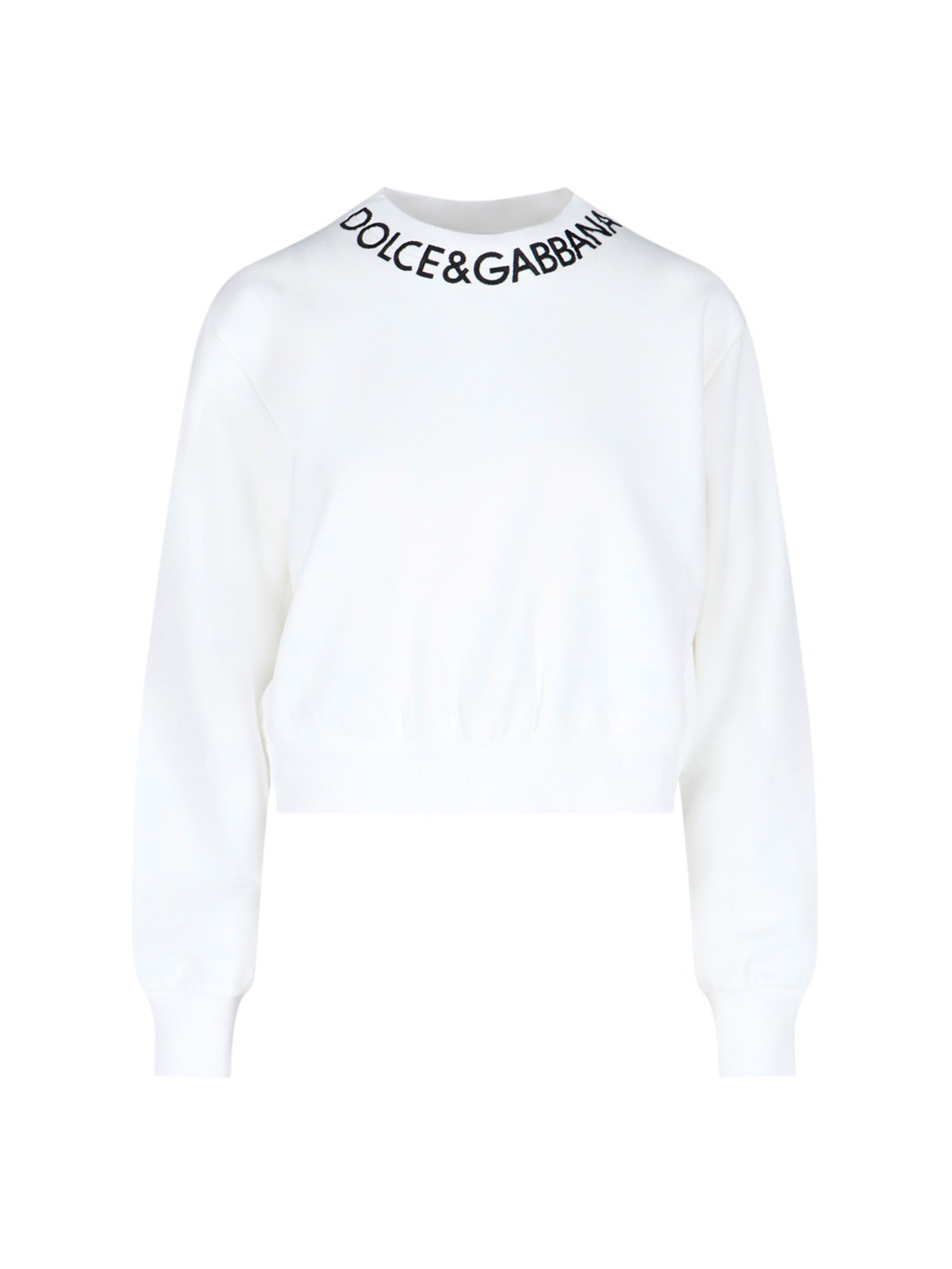 Shop Dolce & Gabbana Cropped Crew Neck Sweatshirt In White