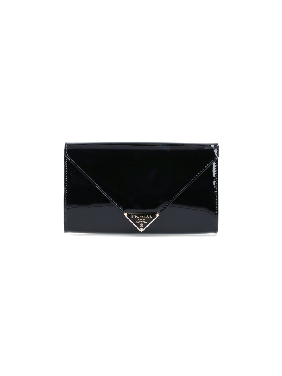 Prada Patent-leather Envelope Bag In Black  