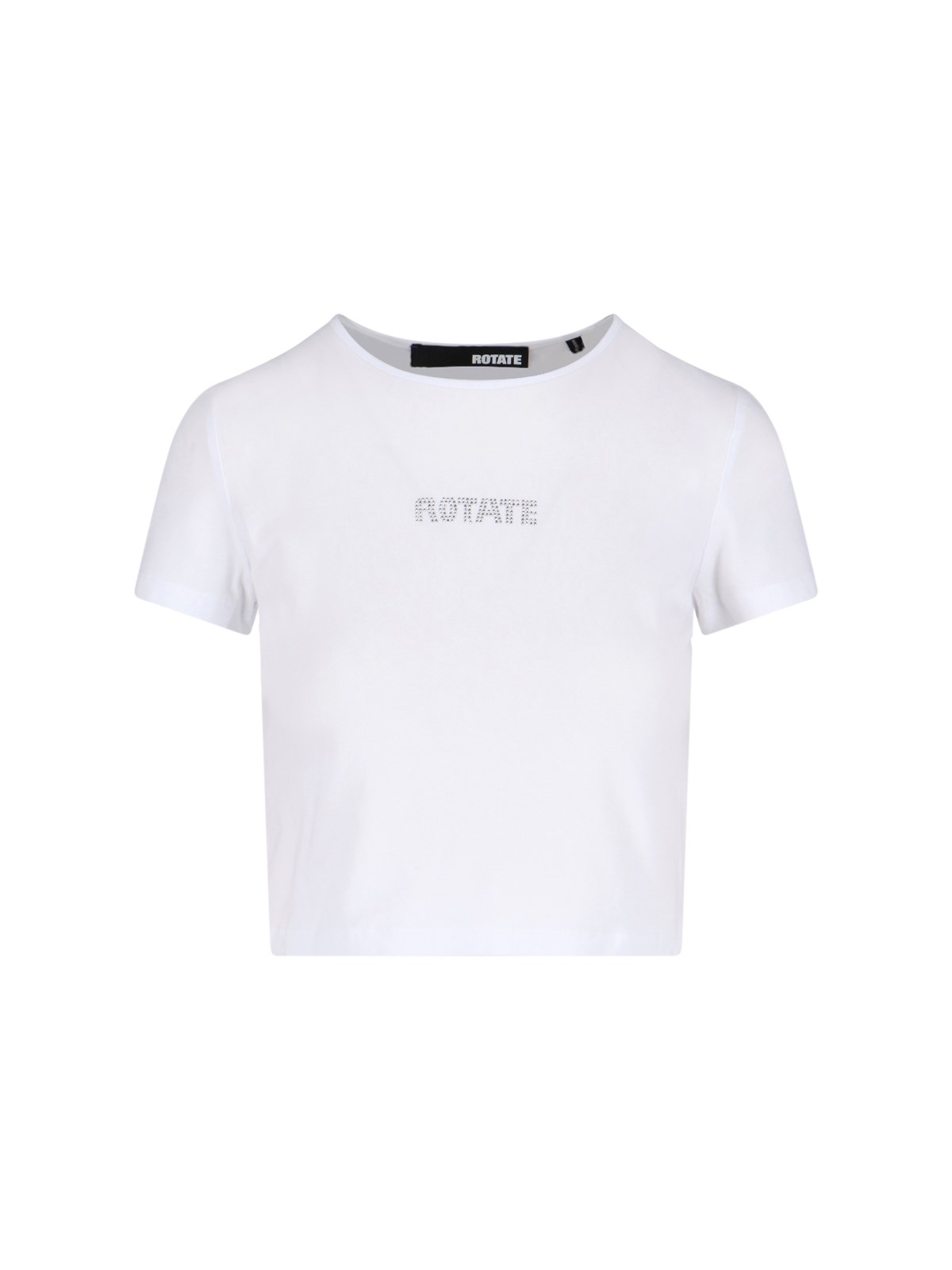 Shop Rotate Birger Christensen Logo Crop T-shirt In White