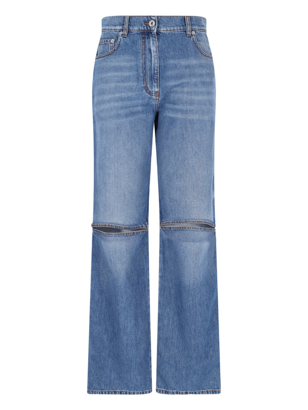 Shop Jw Anderson Cut-out Detail Jeans In Light Blue