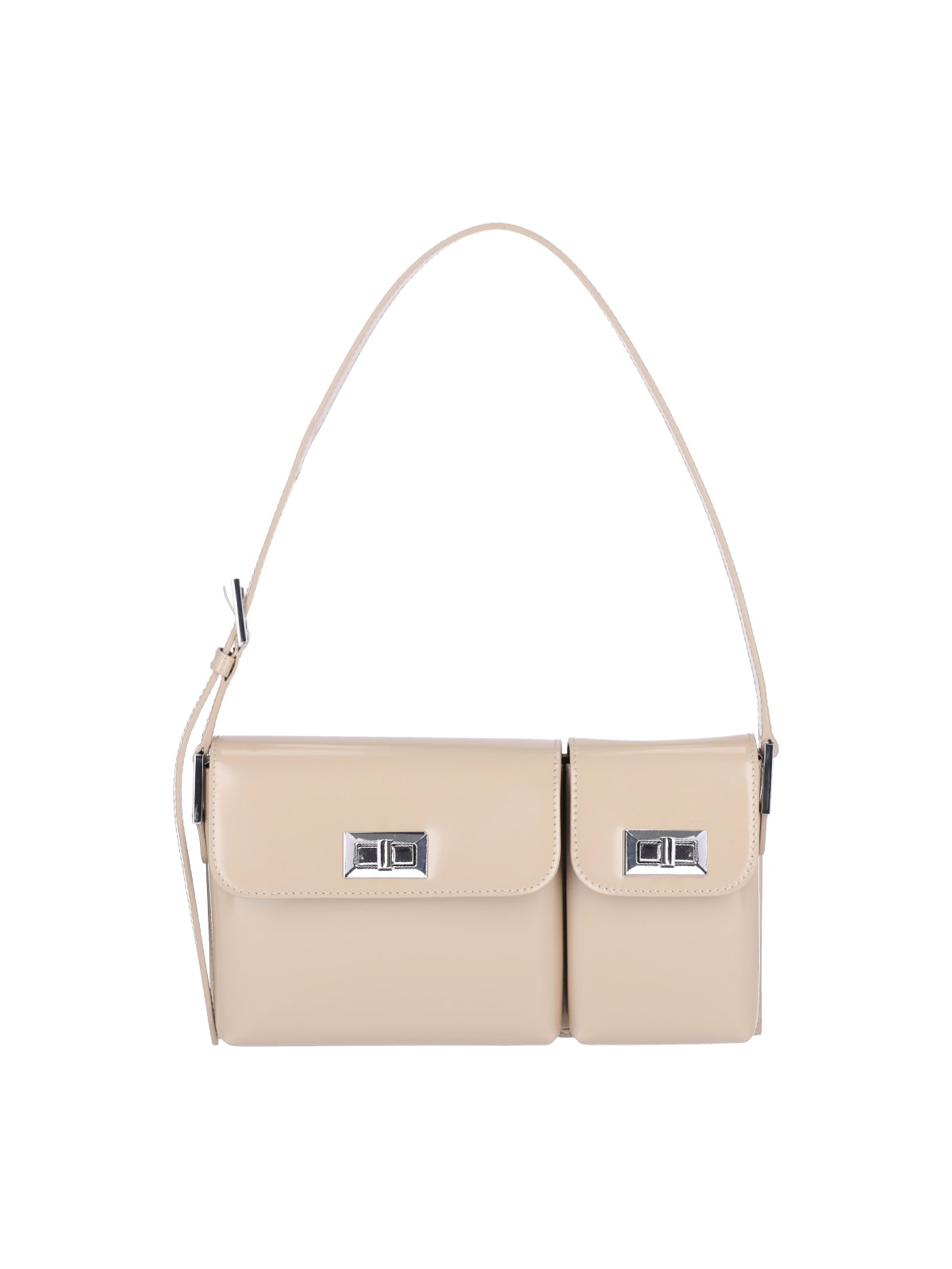 By Far Billy Semi Patent Leather Shoulder Bag In Beige